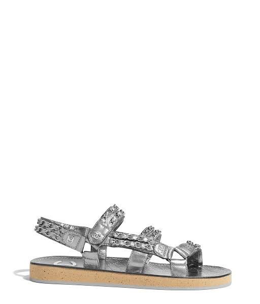 Chanel Metallic Lambskin Chain Sandals Size US 7.5 / IT 37.5 - 1 Thumbnail