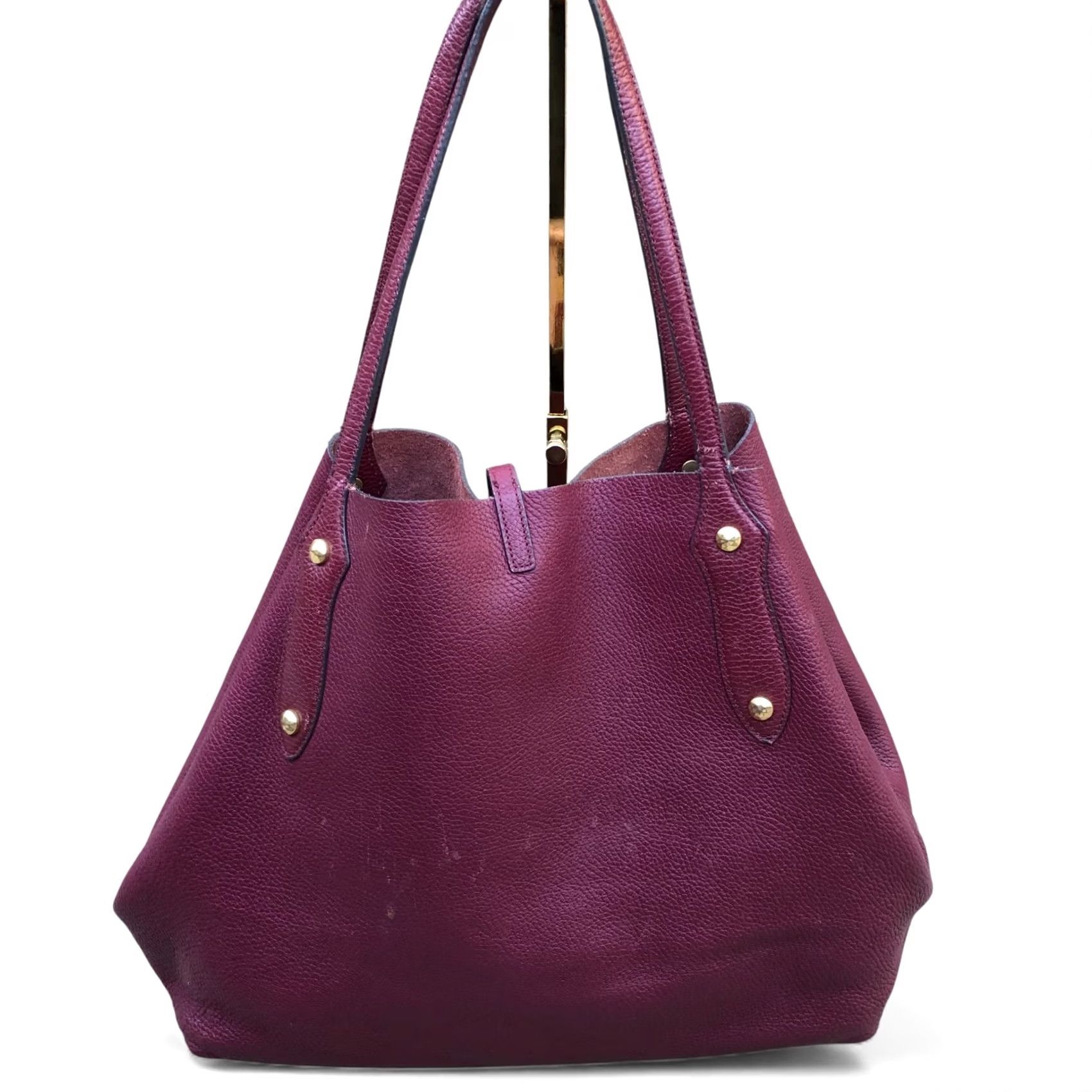 Vintage ANNABEL INGALL Large Isabella Tote Bag Purse Women's Designer Shoulder Burgundy Tote Bag Women 14" W 21" H 4" D Leather N/A Size ONE SIZE - 2 Thumbnail