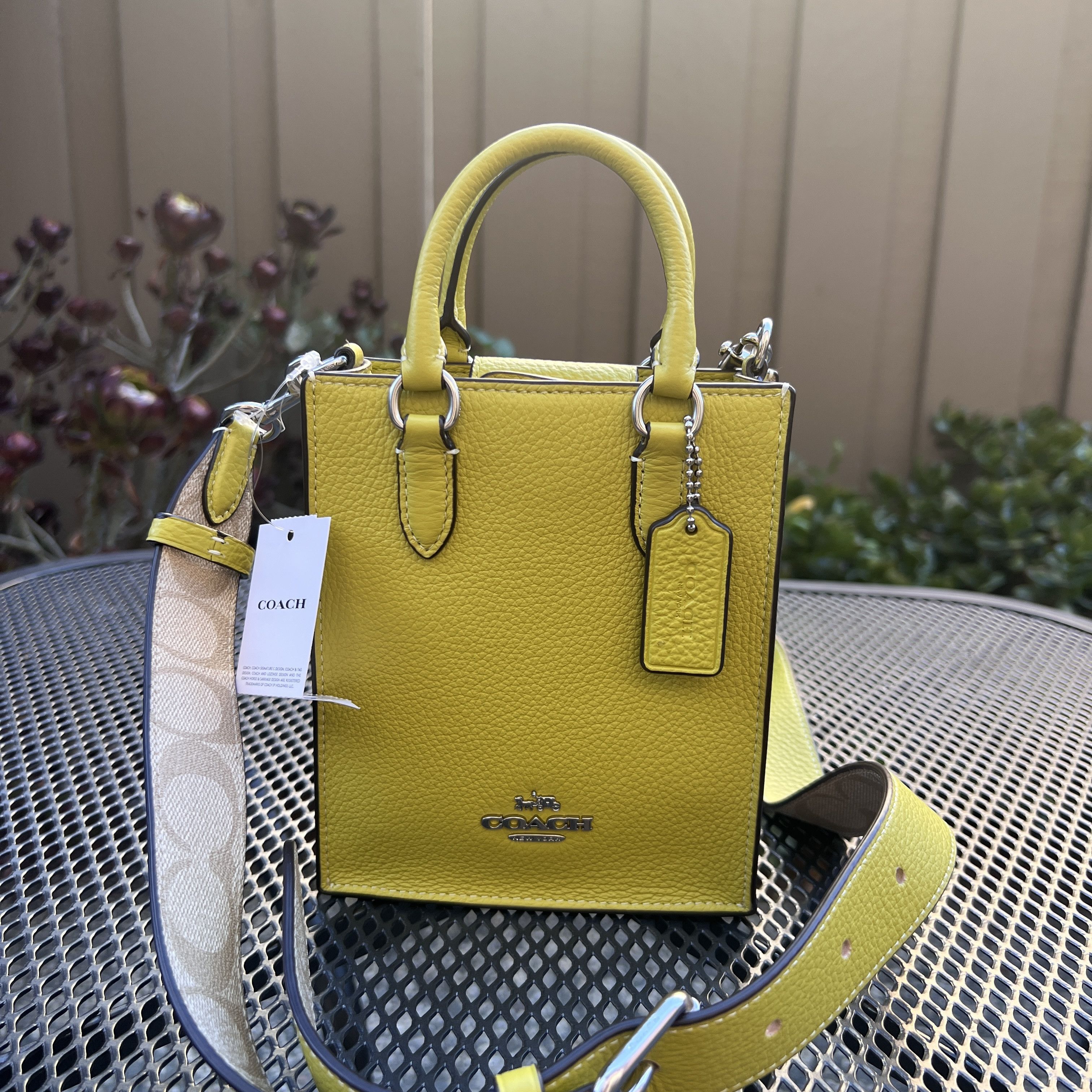 Mini Coach Yellow Tote Shoulder Bag Small Yellow Coach Purse
