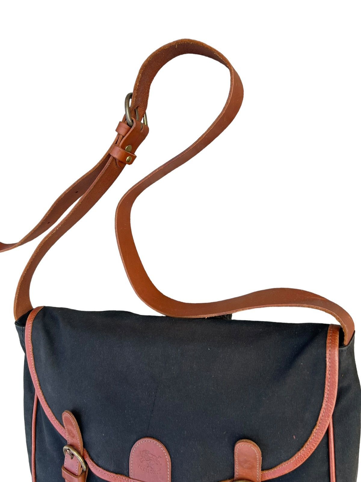 Il Bisonte × Leather Vintage il Bisonte Black Cotton Leather Messenger Bag Size ONE SIZE - 3 Thumbnail