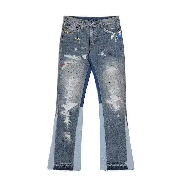 Japanese Brand Paint Splatter Stacked Denim Jeans Size US 34 / EU 50 - 5 Thumbnail