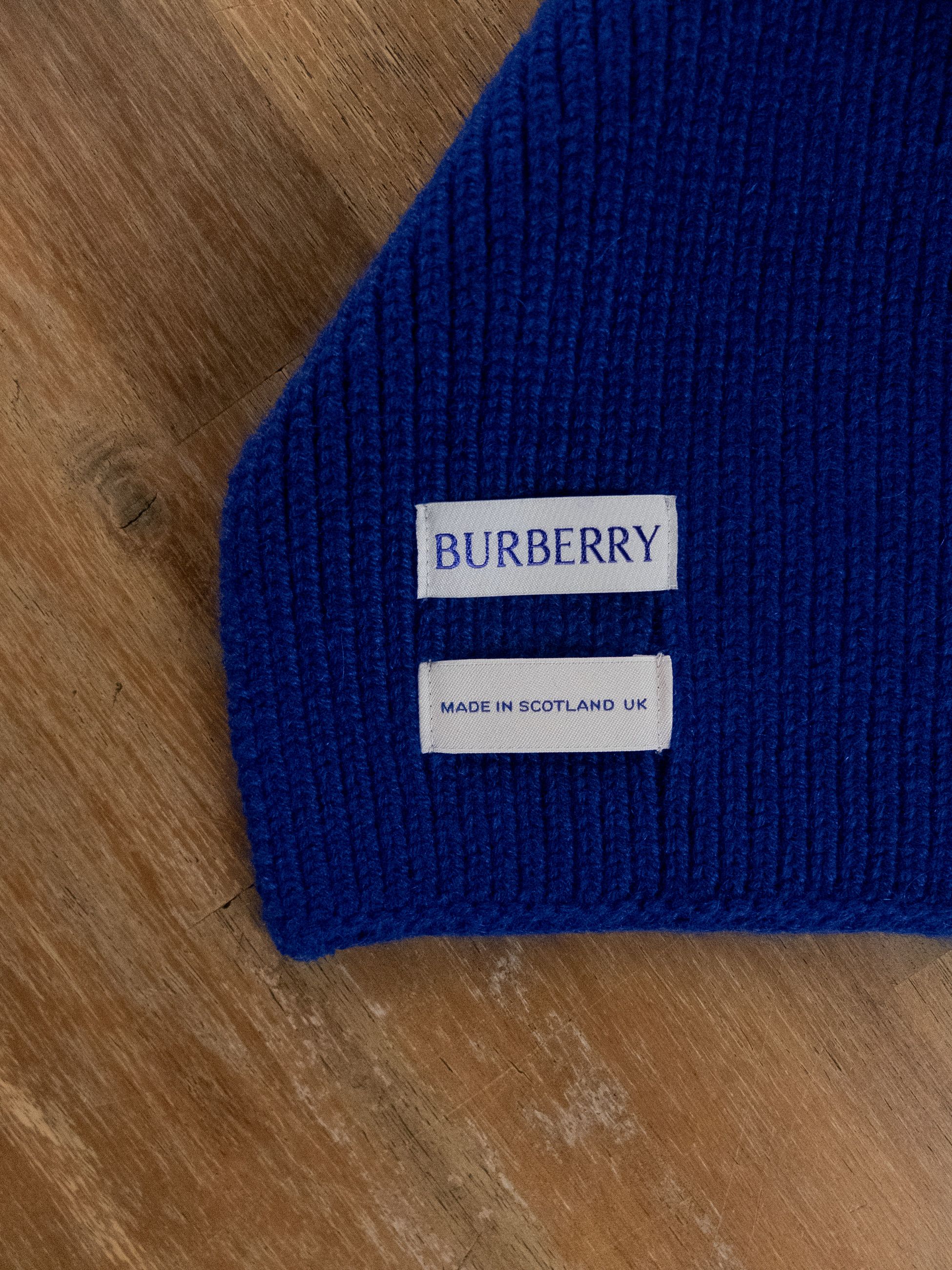 Burberry BURBERRY blue EKD logo embroidered cashmere scarf Size ONE SIZE - 8 Thumbnail