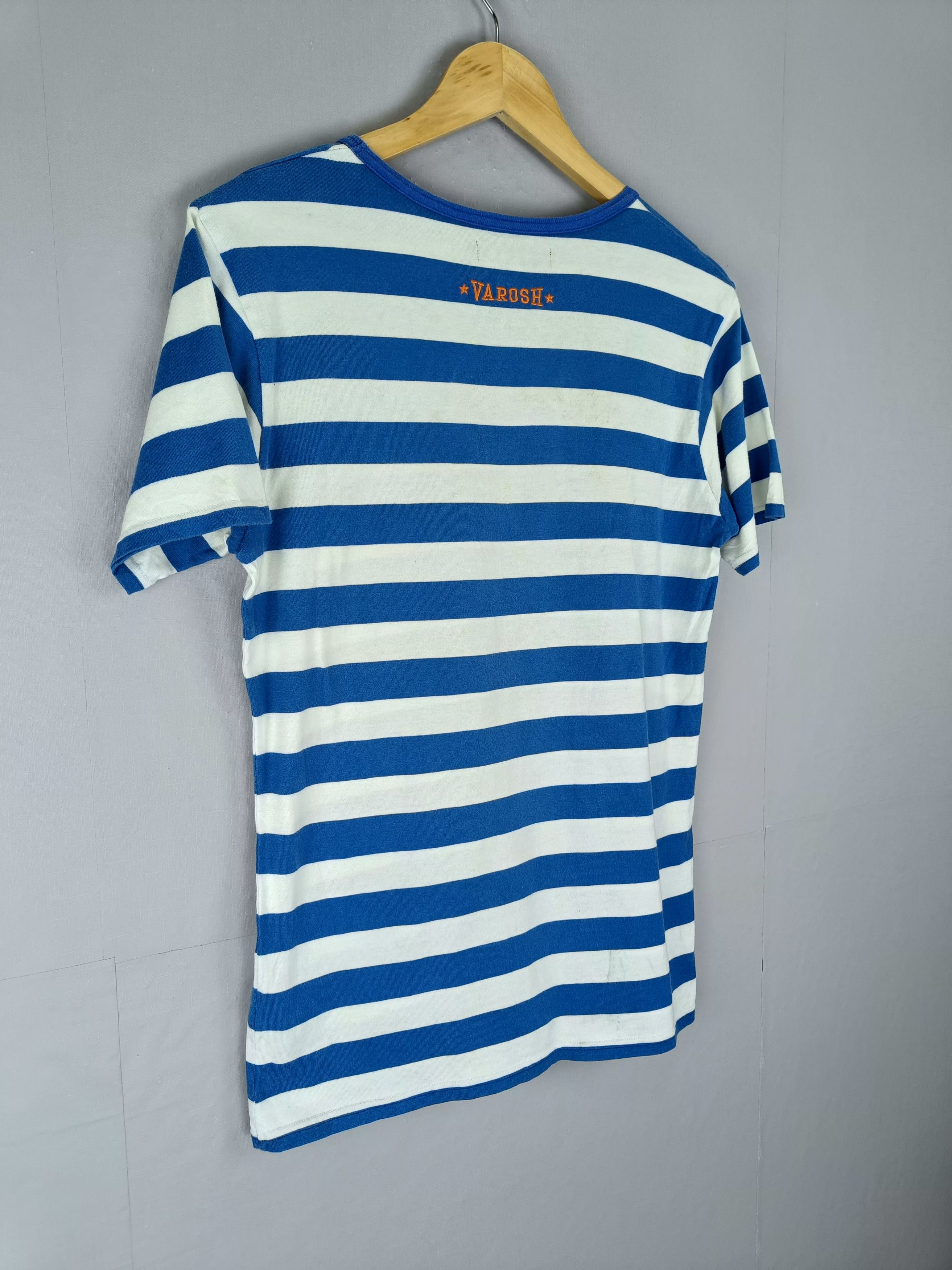 Japanese Brand Varosh Little Girl Stripe Blue Short Sleeve Shirt Size M / US 6-8 / IT 42-44 - 5 Thumbnail