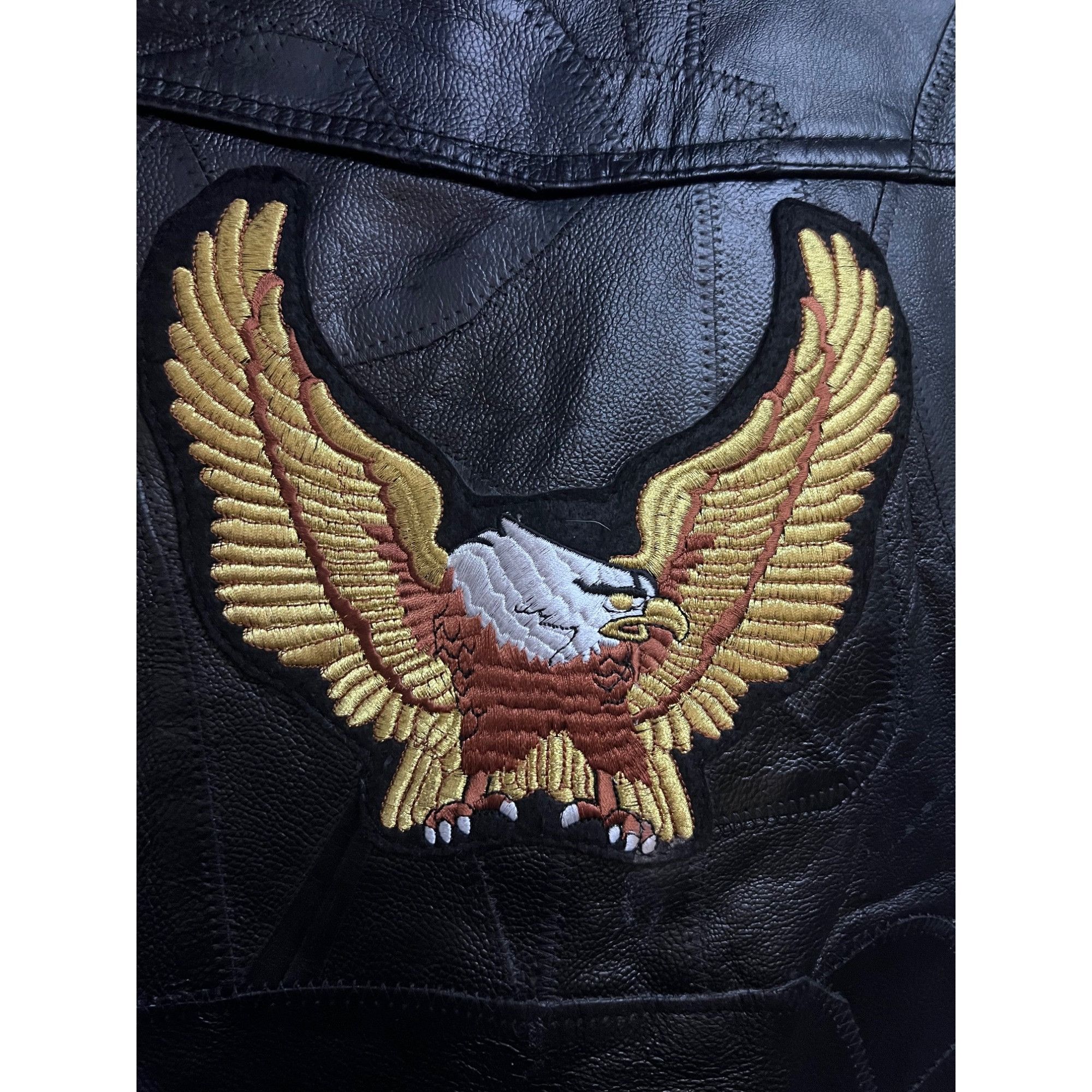 Vintage Diamond Plate Buffalo Mens Black Leather Snap Up Biker Vest Size US XXL / EU 58 / 5 - 7 Thumbnail
