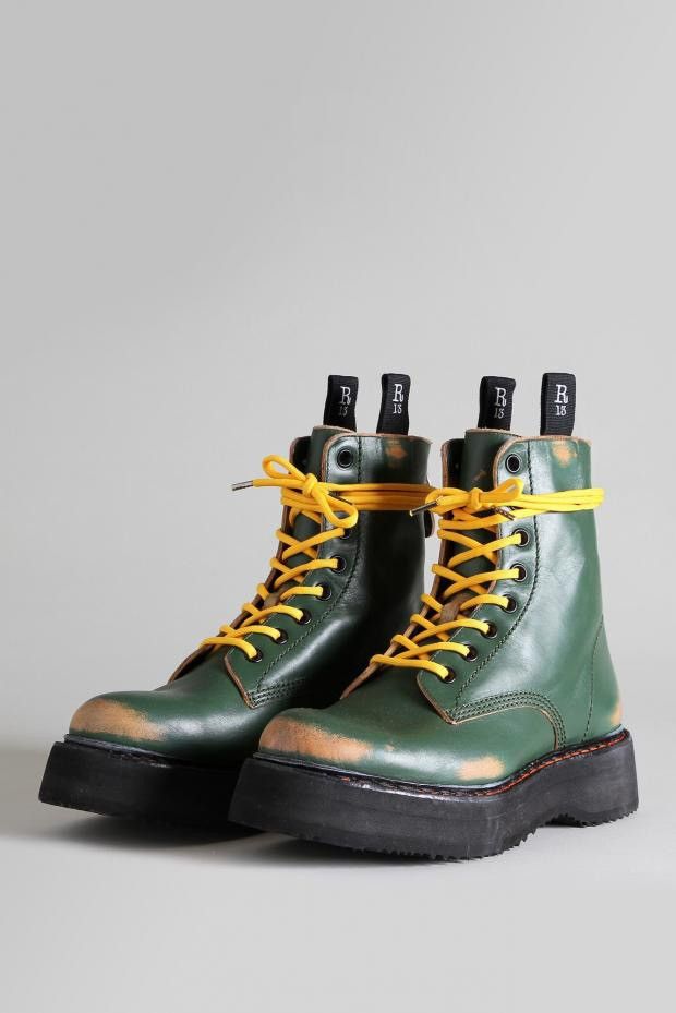 image of R13 Stack Remove Boot. 10 in Green, Women's