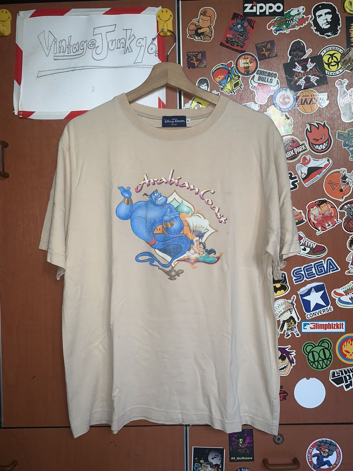 image of Cartoon Network x Disney Vintage Disney Aladdin T-Shirt in Cream, Men's (Size Medium)