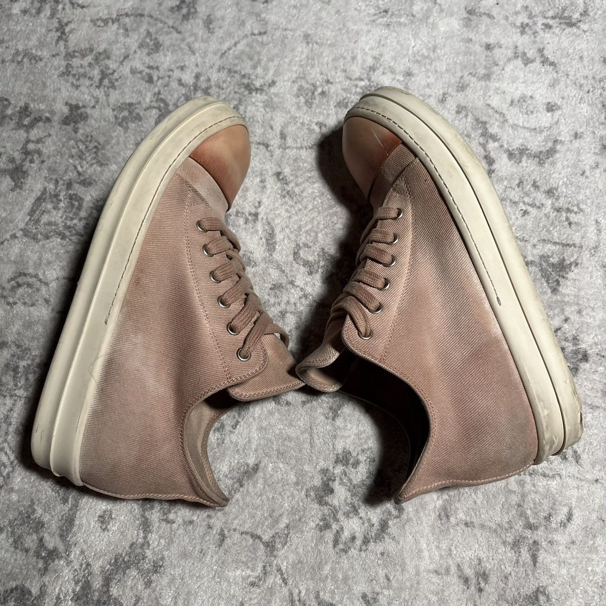 Rick Owens Drkshdw Rick Owens DRKSHDW Faded Pink Canvas Low Top Ramones | 41 Size US 8 / EU 41 - 6 Thumbnail