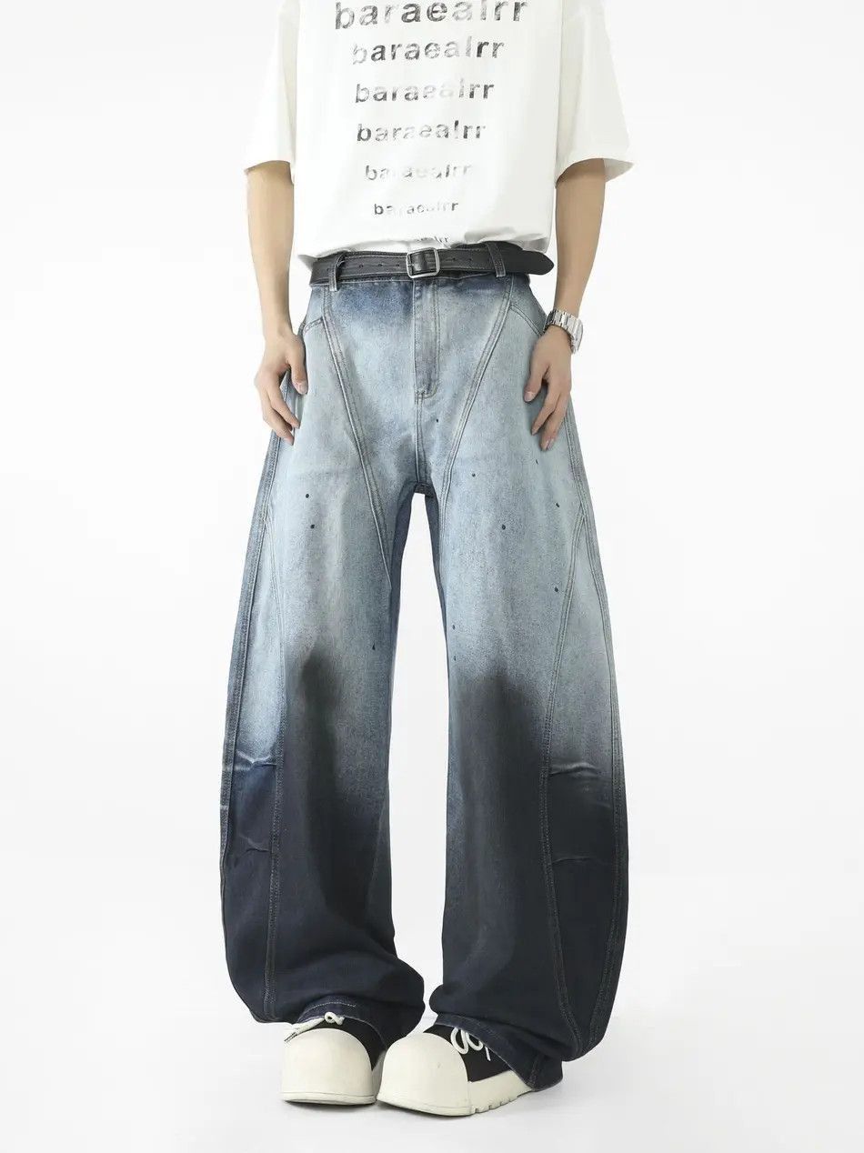 Japanese Brand Retro loose gradient splashed ink jeans Size US 32 / EU 48 - 6 Thumbnail