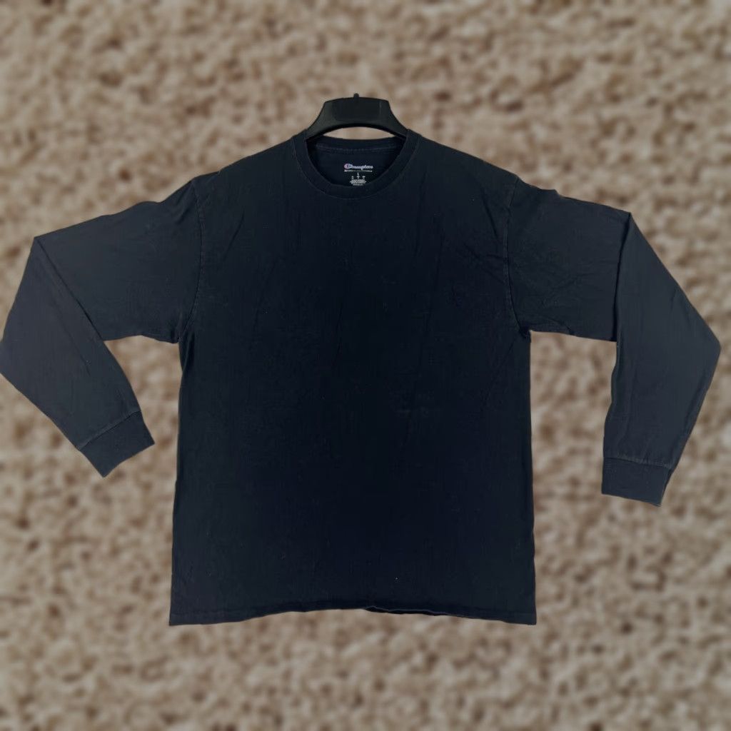 Champion Champion Shirt Women’s Large Black Long Sleeve Logo 100% Cotton All Seasons Casual Pullover Mens Womens Boys Girls Size L / US 10 / IT 46 - 1 Thumbnail