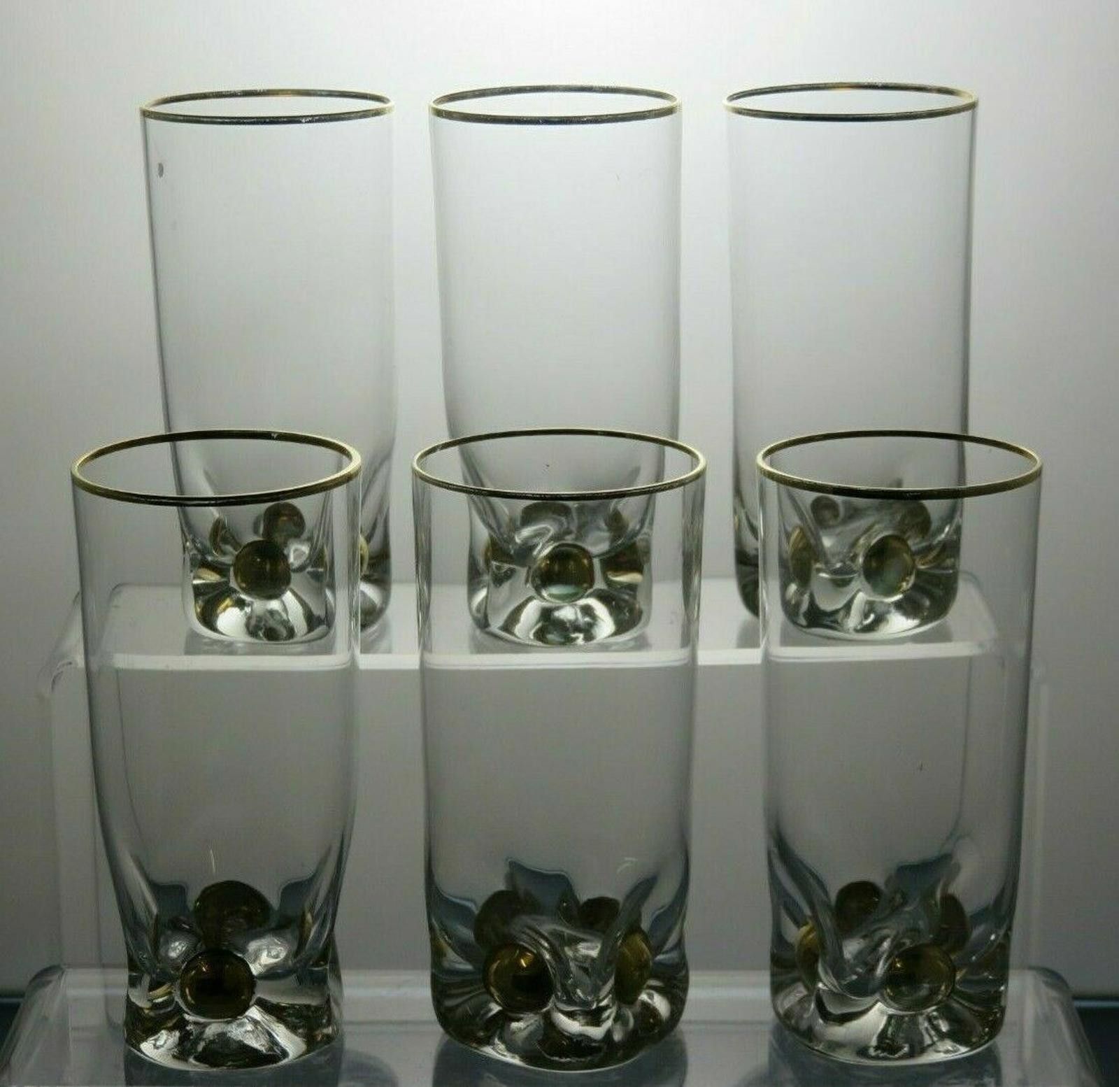 The Unbranded Brand Crystal Tumblers Set Of 6 Gold Plated Rim & Bottom 4 2/3" Size ONE SIZE - 2 Thumbnail