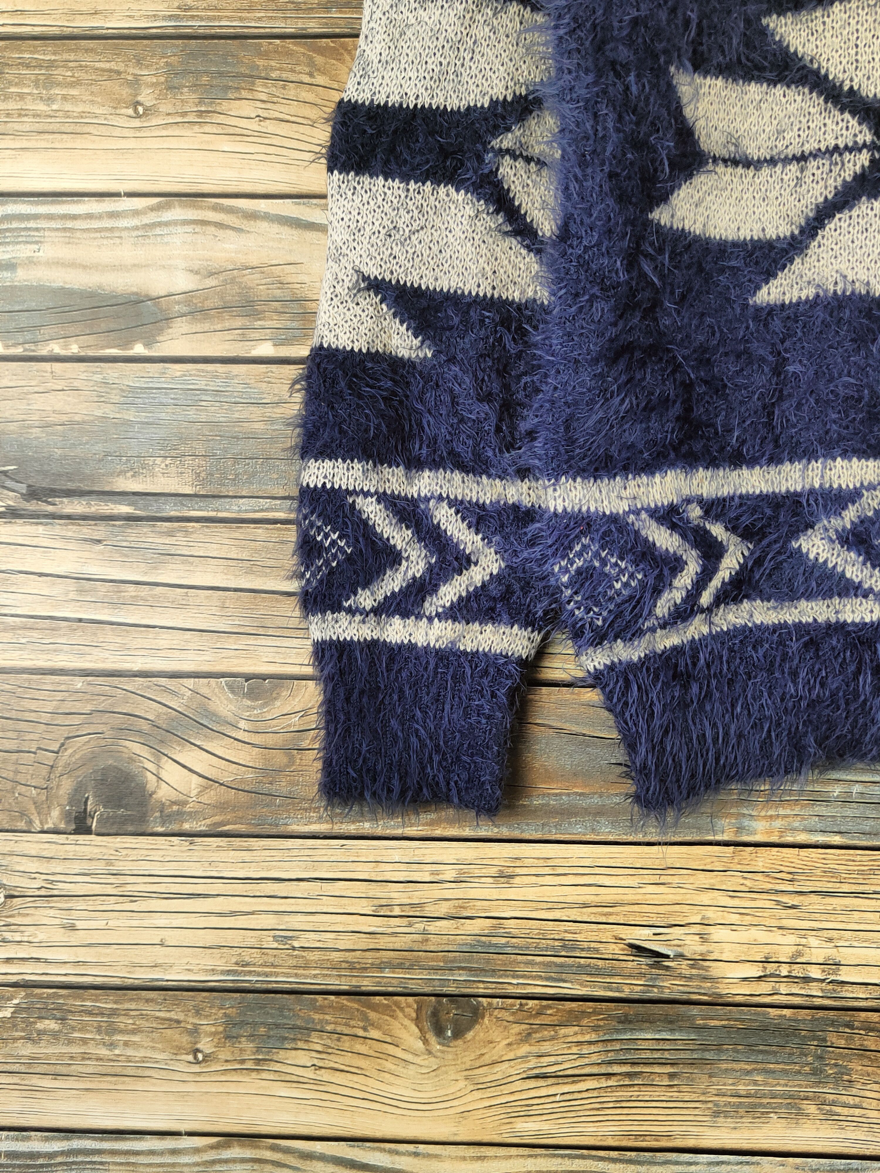 Japanese Brand DL Revo Navy Fur Mohair shaggy Knitwear Sweatshirts #46-386 Size US S / EU 44-46 / 1 - 4 Thumbnail