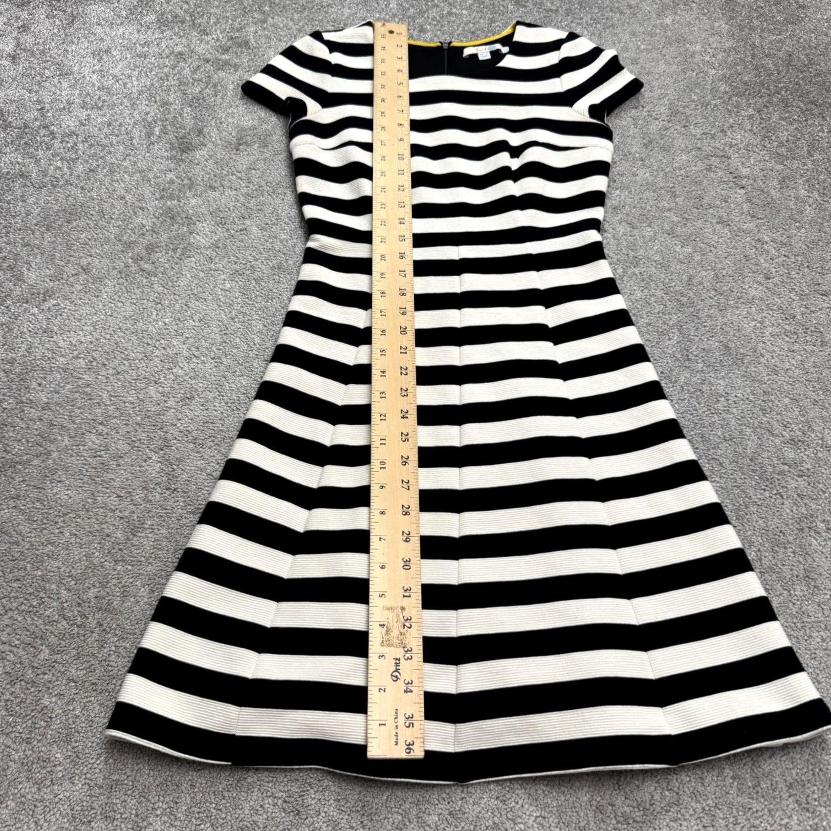 Boden Boden Striped A-Line Dress Womens 12 Multicolor Knit Midi Cap Sleeve Zipper Round Neck Short Sleeve Size XL / US 12-14 / IT 48-50 - 7 Thumbnail