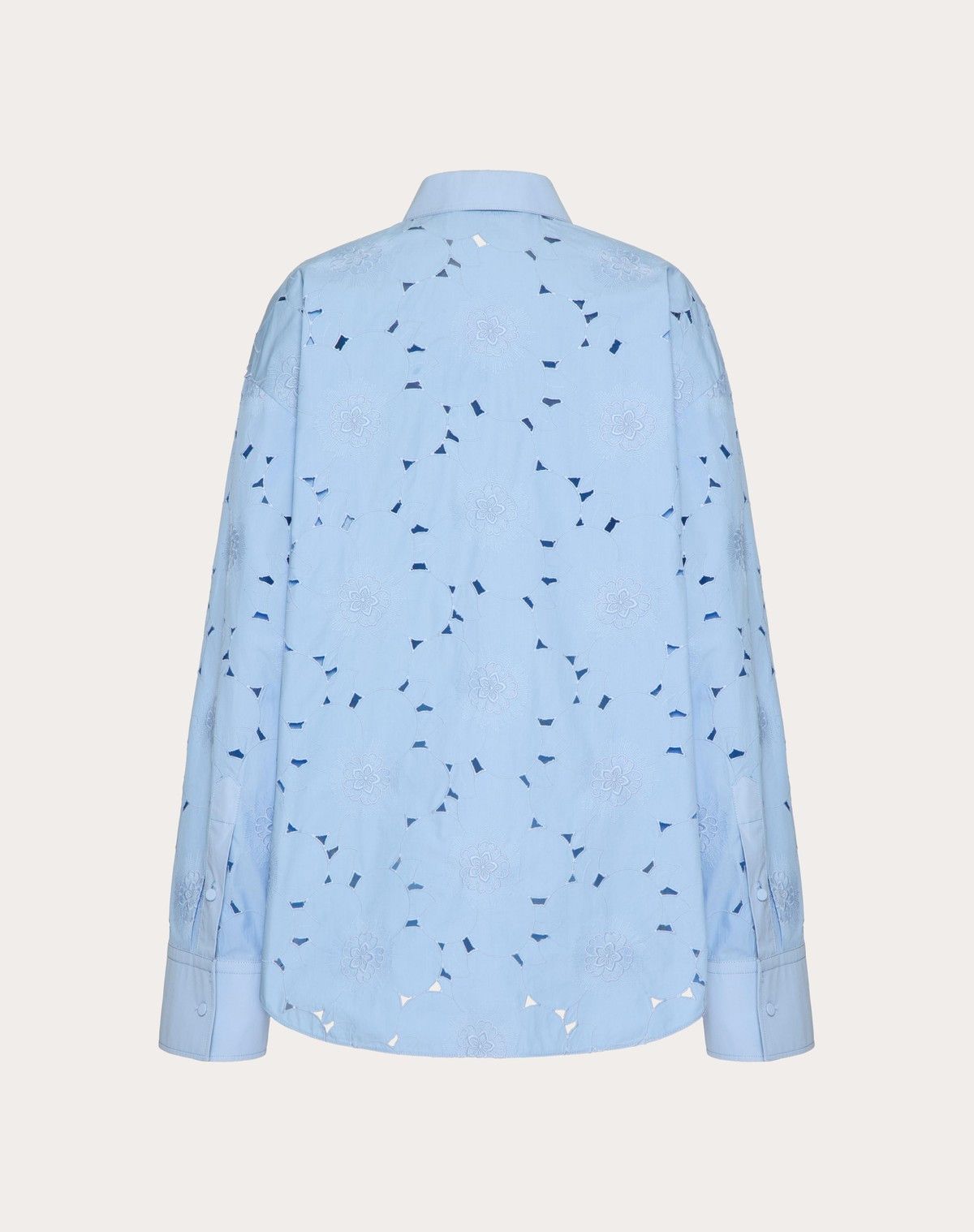Valentino o1s1wg110525 Popeline Anemone Broderie Shirt in Blue Size L / US 10 / IT 46 - 2 Thumbnail