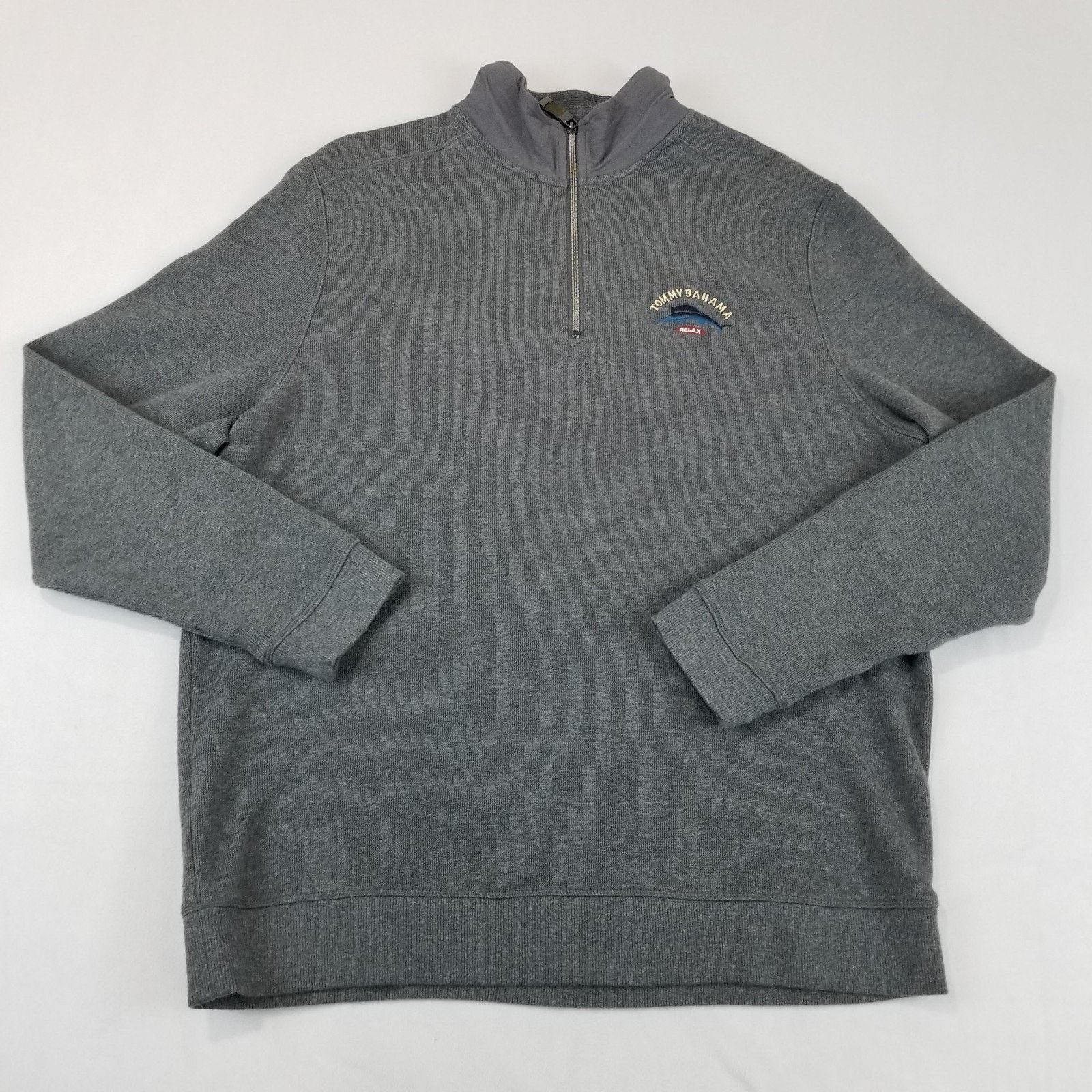 Tommy Bahama Tommy Bahama Relax Sweater Men’s Large Gray 1/4 Zip Pullover Size US L / EU 52-54 / 3 - 11 Thumbnail
