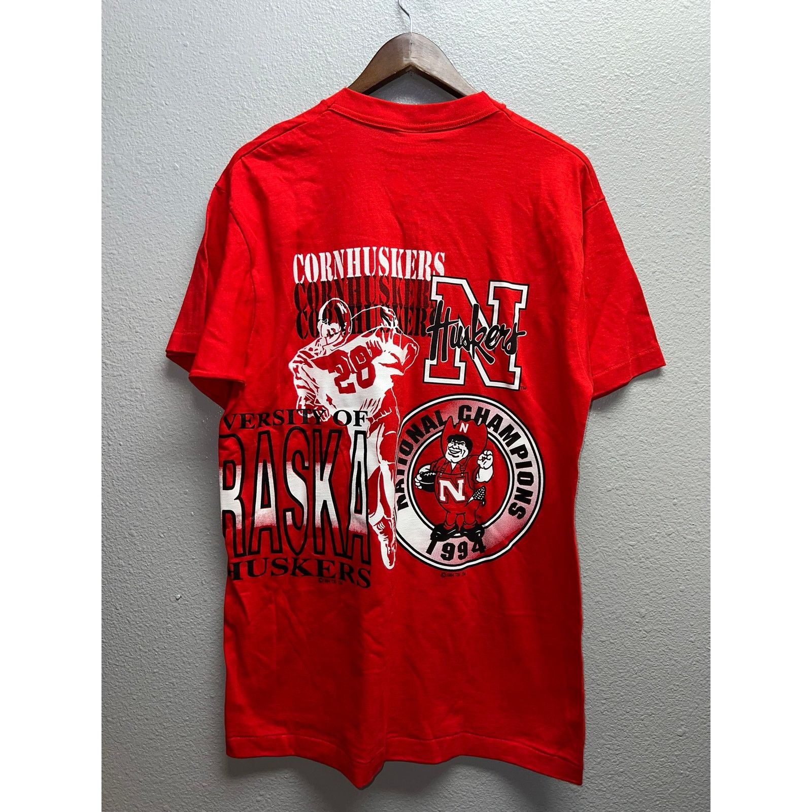 Fruit Of The Loom Vintage Nebraska Cornhuskers Shirt Huskers Football Tee 90s Size US L / EU 52-54 / 3 - 7 Thumbnail
