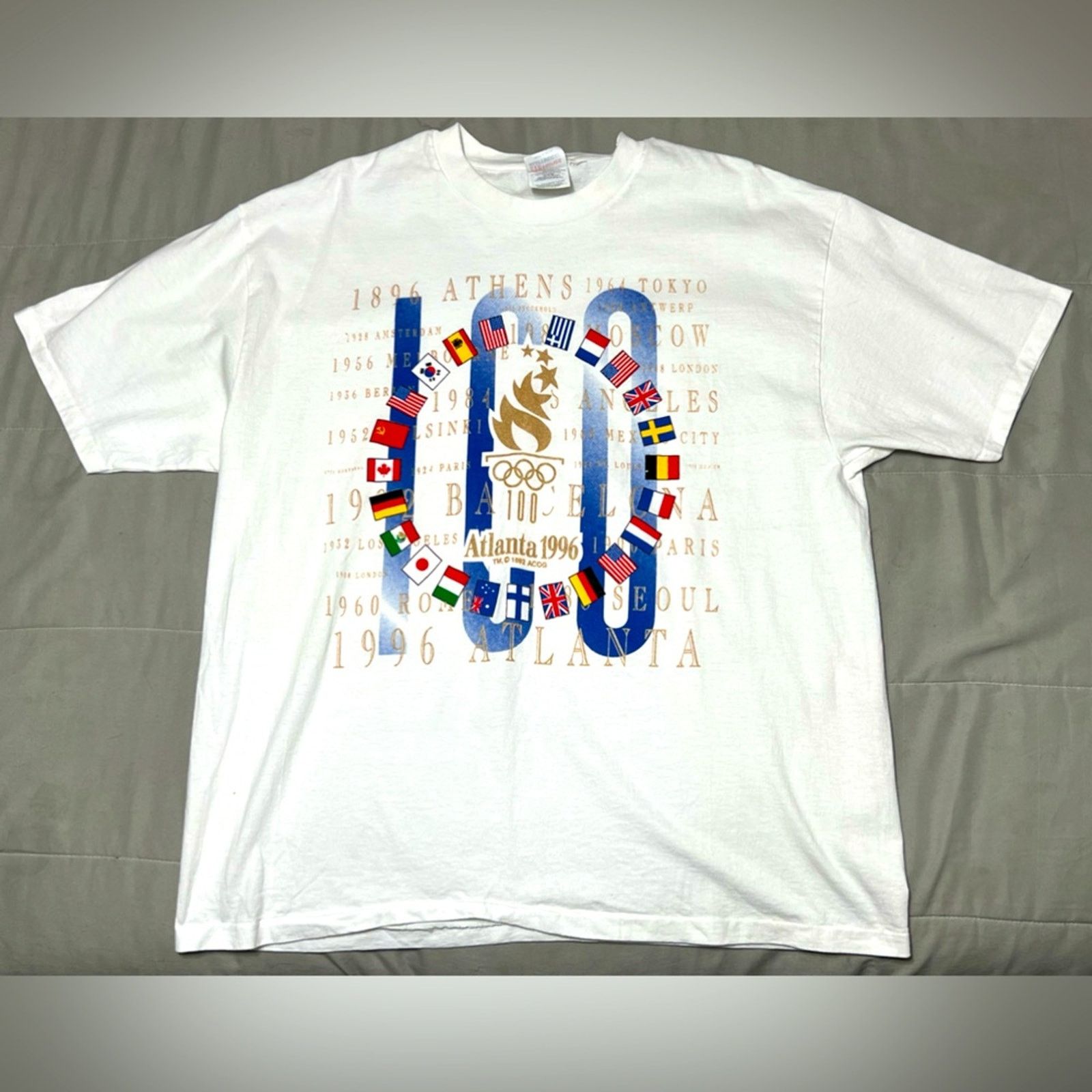 Hanes VINTAGE 1996 Olympics Shirt Single Stitch DeadStock 90s Size US XL / EU 56 / 4 - 1 Thumbnail