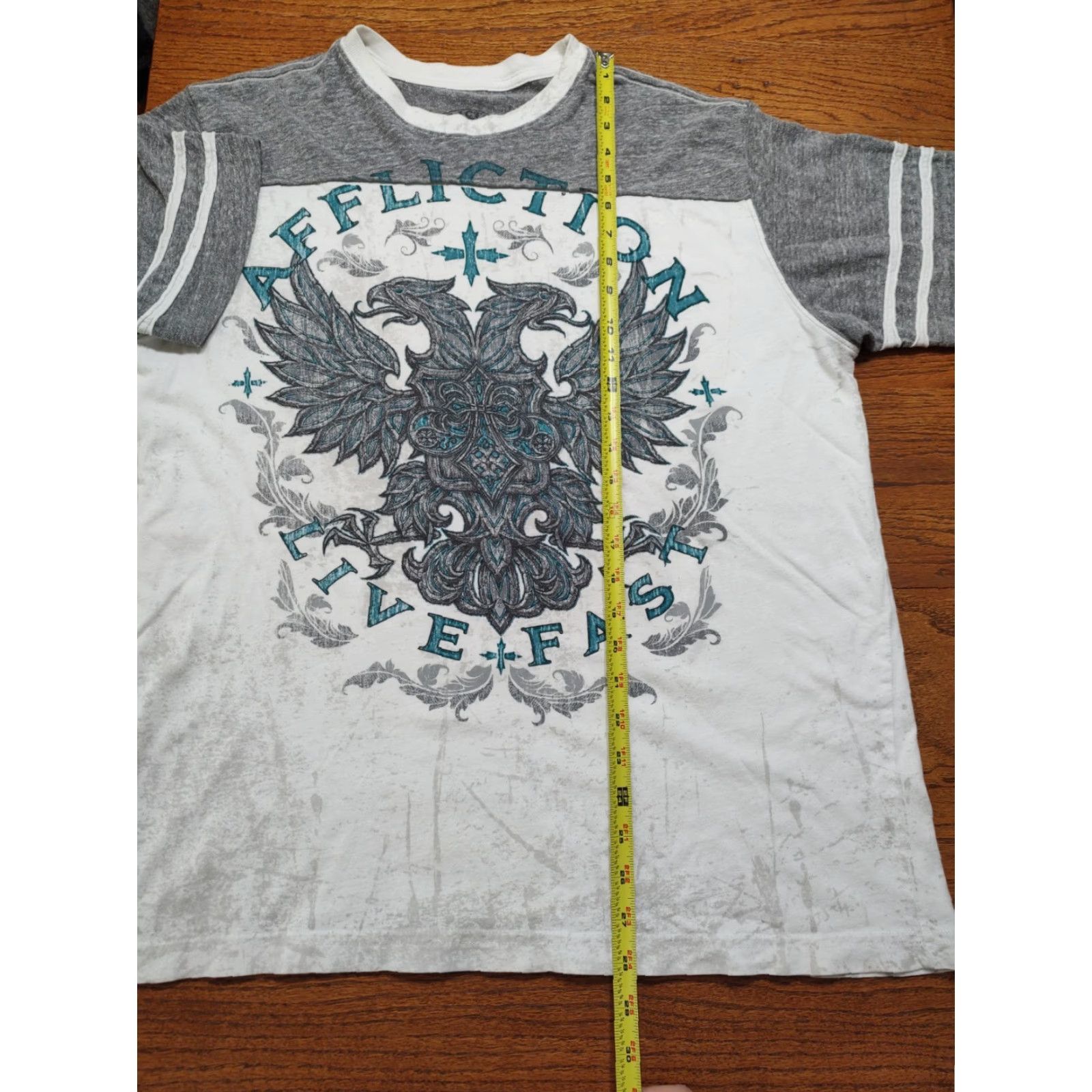 Affliction Affliction T-Shirt Mens XL Gray White Jersey Style Live Fast Size US XL / EU 56 / 4 - 5 Thumbnail