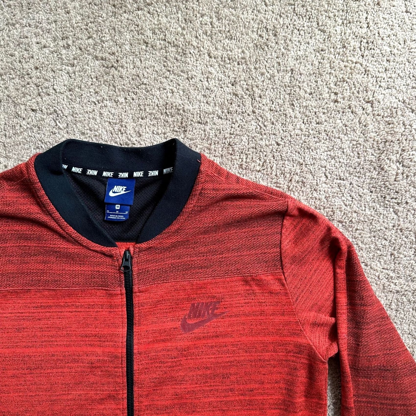 Nike VINTAGE Nike Sweatshirt Mens Medium Full Zip Logo Orange Pockets Round Neck Size US M / EU 48-50 / 2 - 5 Thumbnail