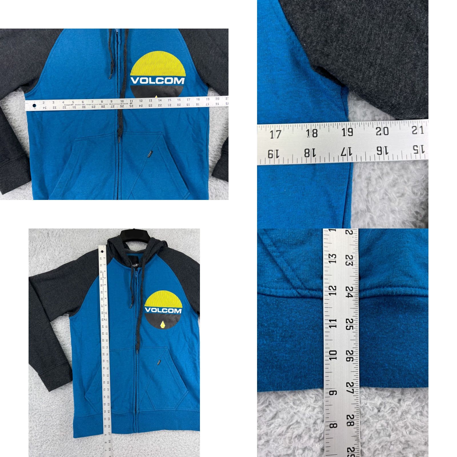 Volcom Volcom Hoodie Mens S Blue Logo Full Zip Raglan Print Graphic Size US S / EU 44-46 / 1 - 9 Thumbnail
