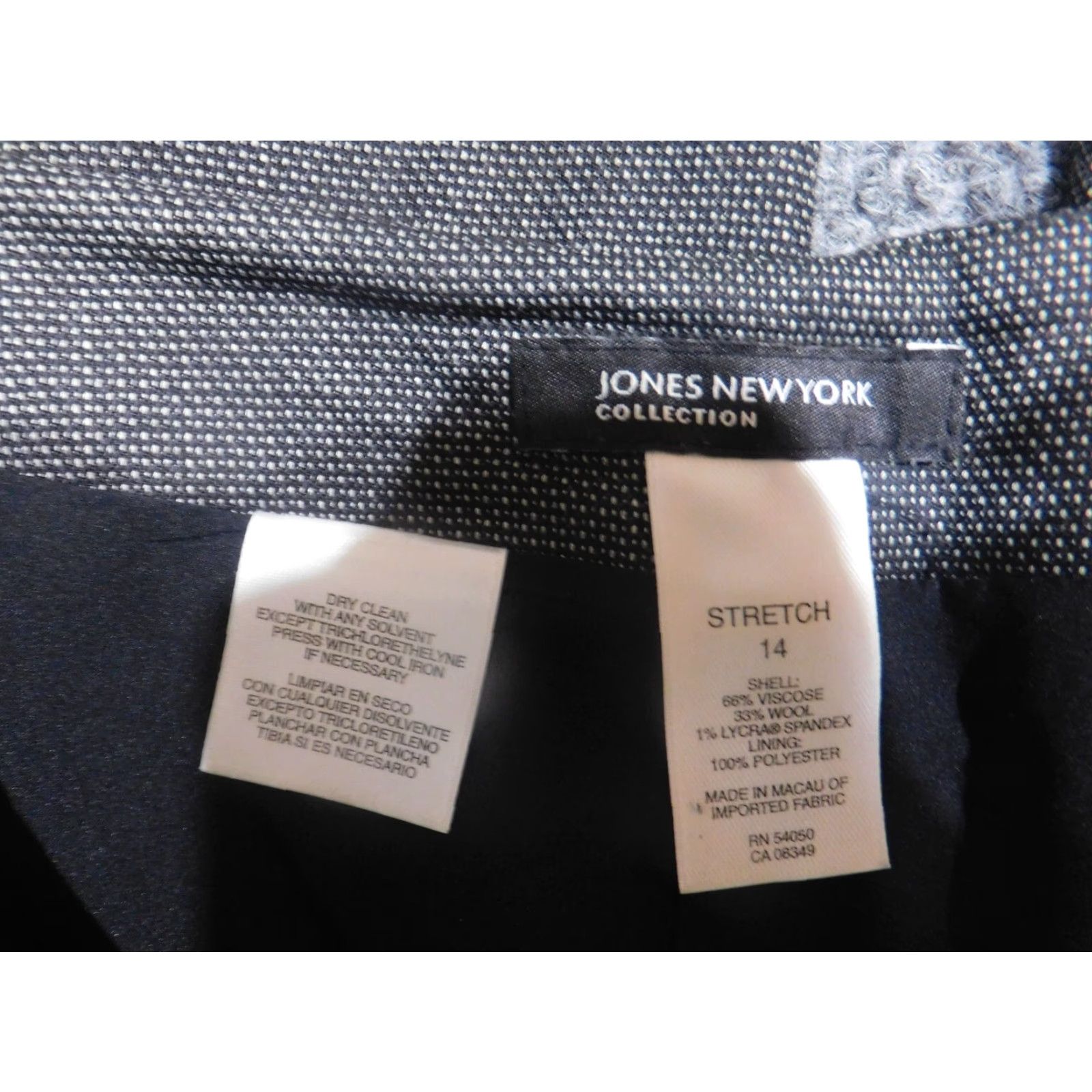 Jones New York Jones New York Womens Pants 14 Black Plaid Straight Stretch Chino Pants Womens Regular 14 Black Ladies Pants Size 36" / US 14 / IT 50 - 4 Thumbnail