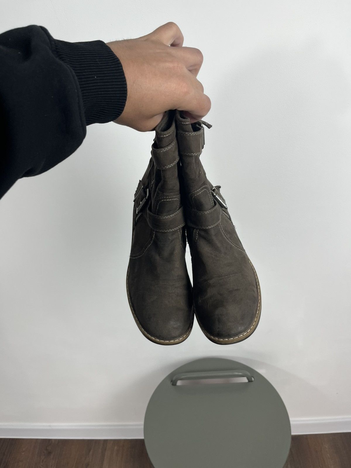 Japanese Brand × Vintage Avant-Garde Chunky Heeled Leather Biker Boots with Straps Size US 10 / IT 40 - 3 Thumbnail