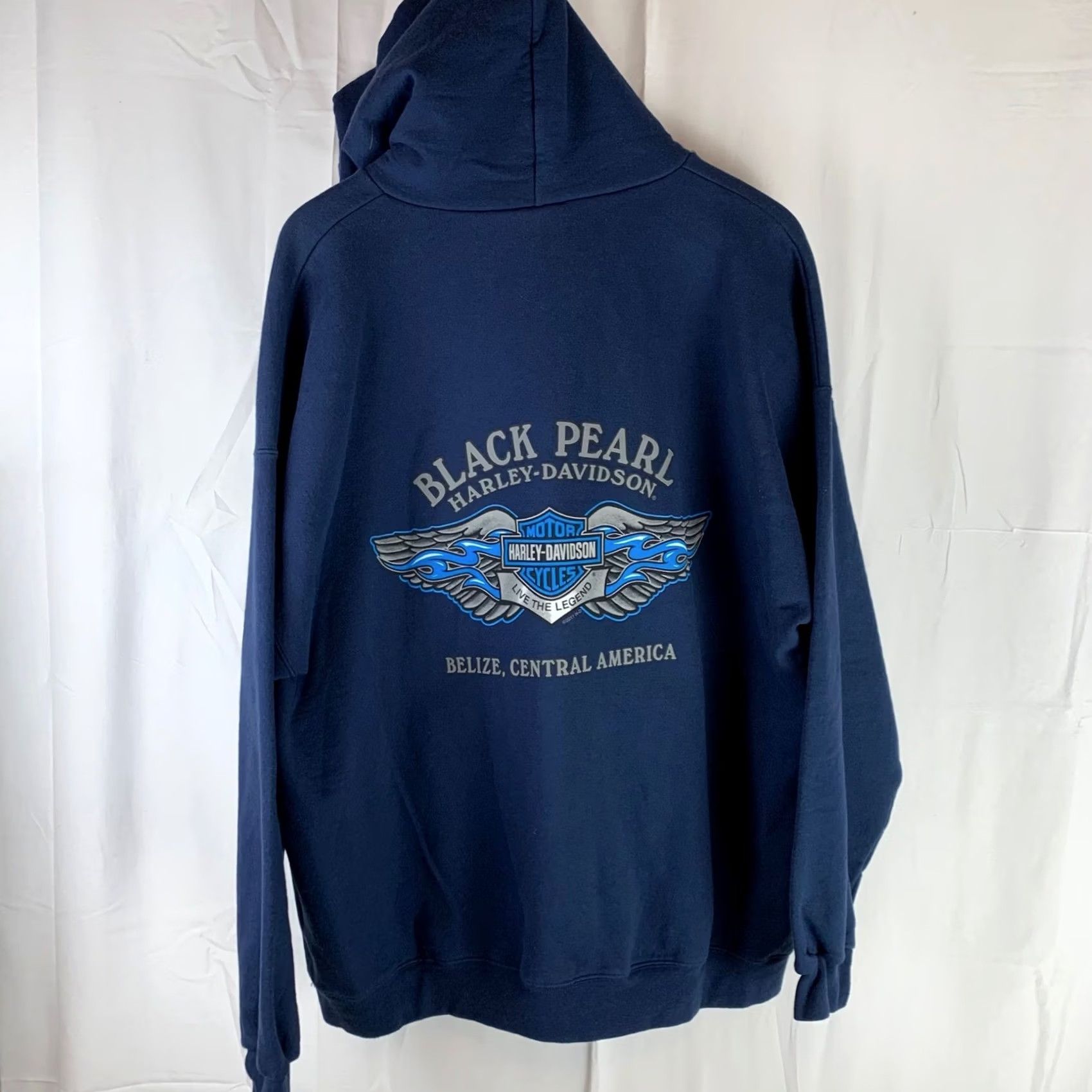 Harley Davidson Harley-Davidson Hoodie Mens XL Navy Blue Graphic Black Pearl Belize 2011 Size US XL / EU 56 / 4 - 7 Thumbnail