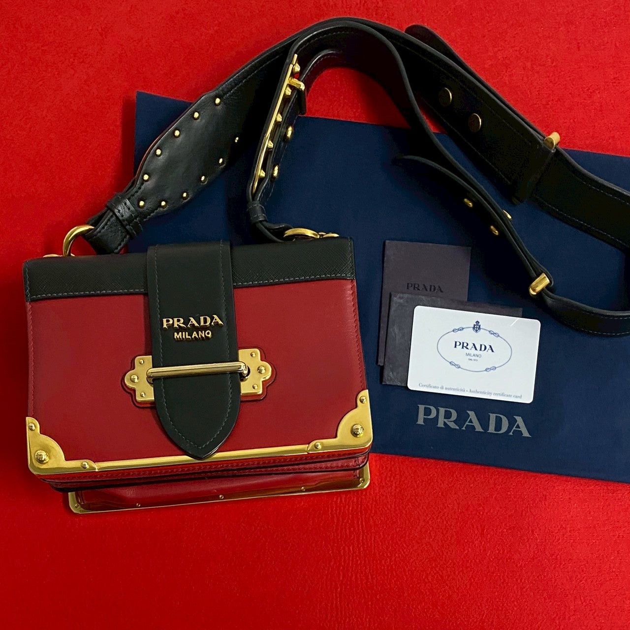 Prada Shoulder Bag Blue Leather, Men's