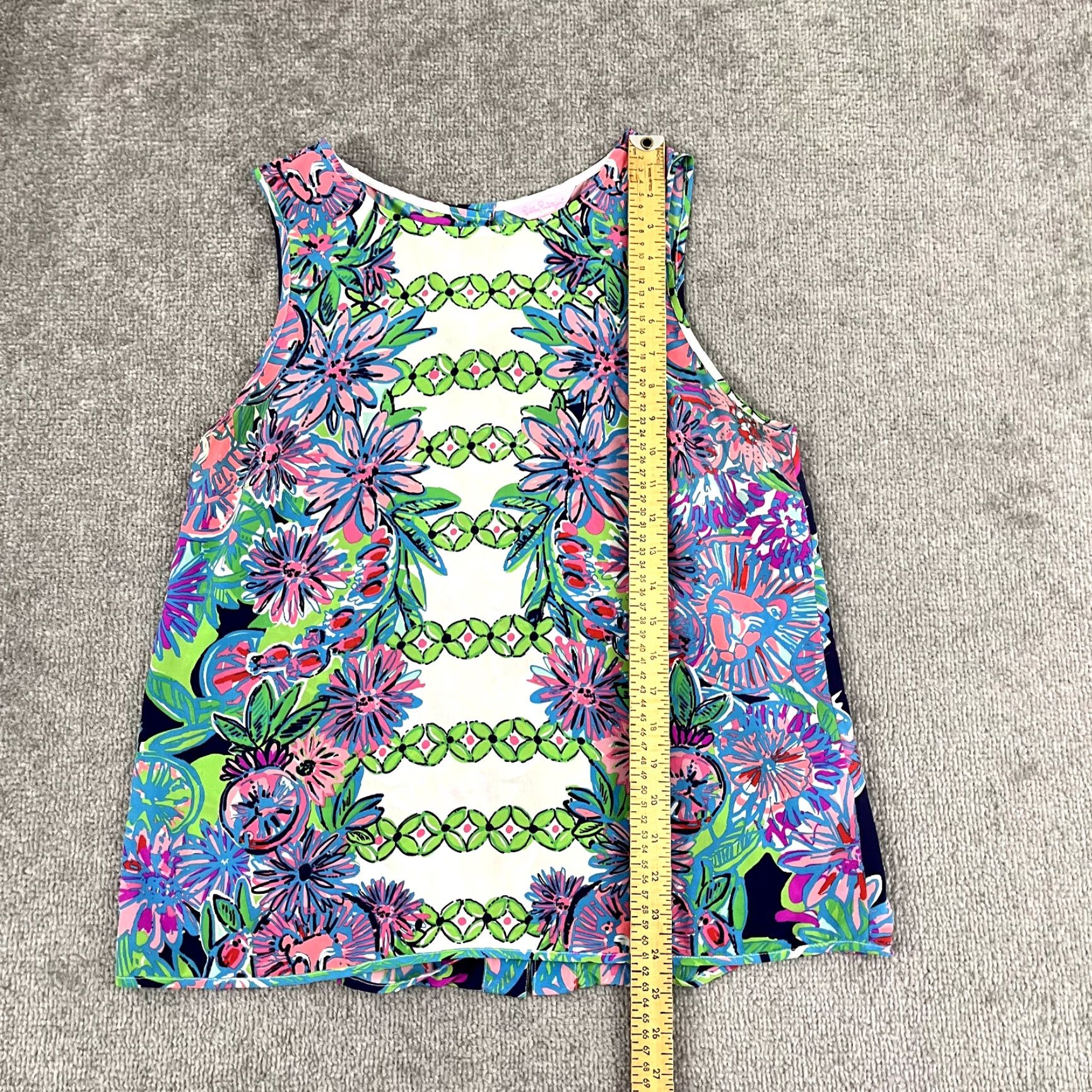 Lilly Pulitzer Lilly Pulitzer Women's Silk Sleeveless Iona Shell Blouse Large Floral Resort Sheer Abstract Colorful 2000s Size L / US 10 / IT 46 - 4 Thumbnail