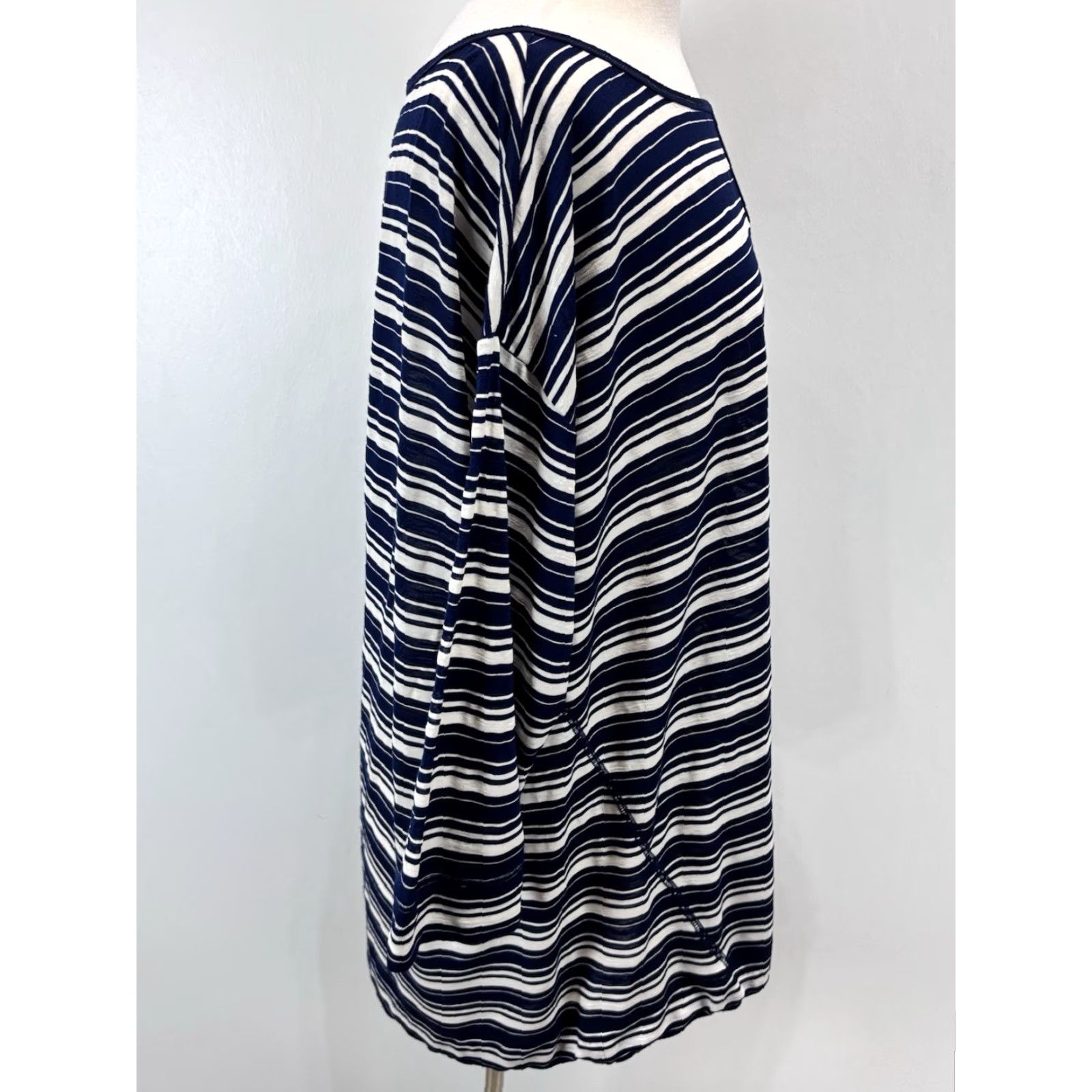 Talbots VINTAGE Talbots Women's Plus Size 2X Casual Shirt Cotton Striped Nautical 3/4 Sleeve Navy Size XXL / US 16-18 / IT 52-54 - 4 Thumbnail