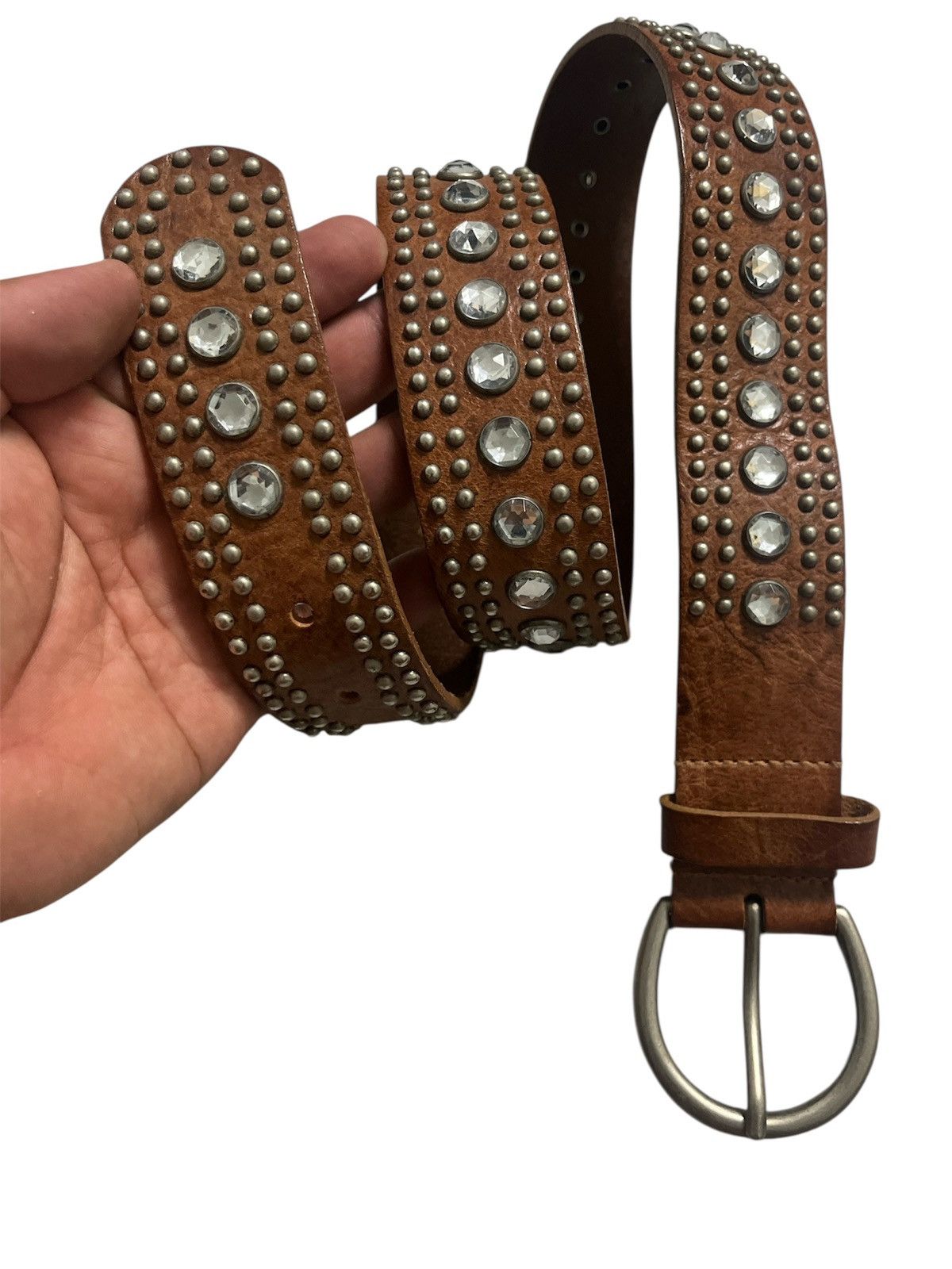 B.B. Simon Leather Belt Studded Dimon by Rouge Inspired BB Simon Size 34 - 2 Thumbnail