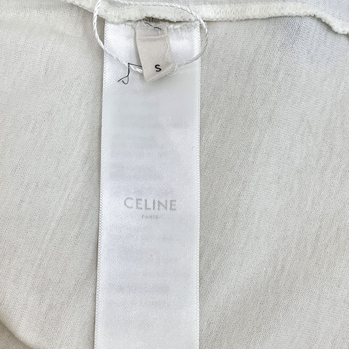 Celine Celine White Triomphe Printed Cotton Crew Neck T-Shirt K26WX Size S / US 4 / IT 40 - 3 Thumbnail