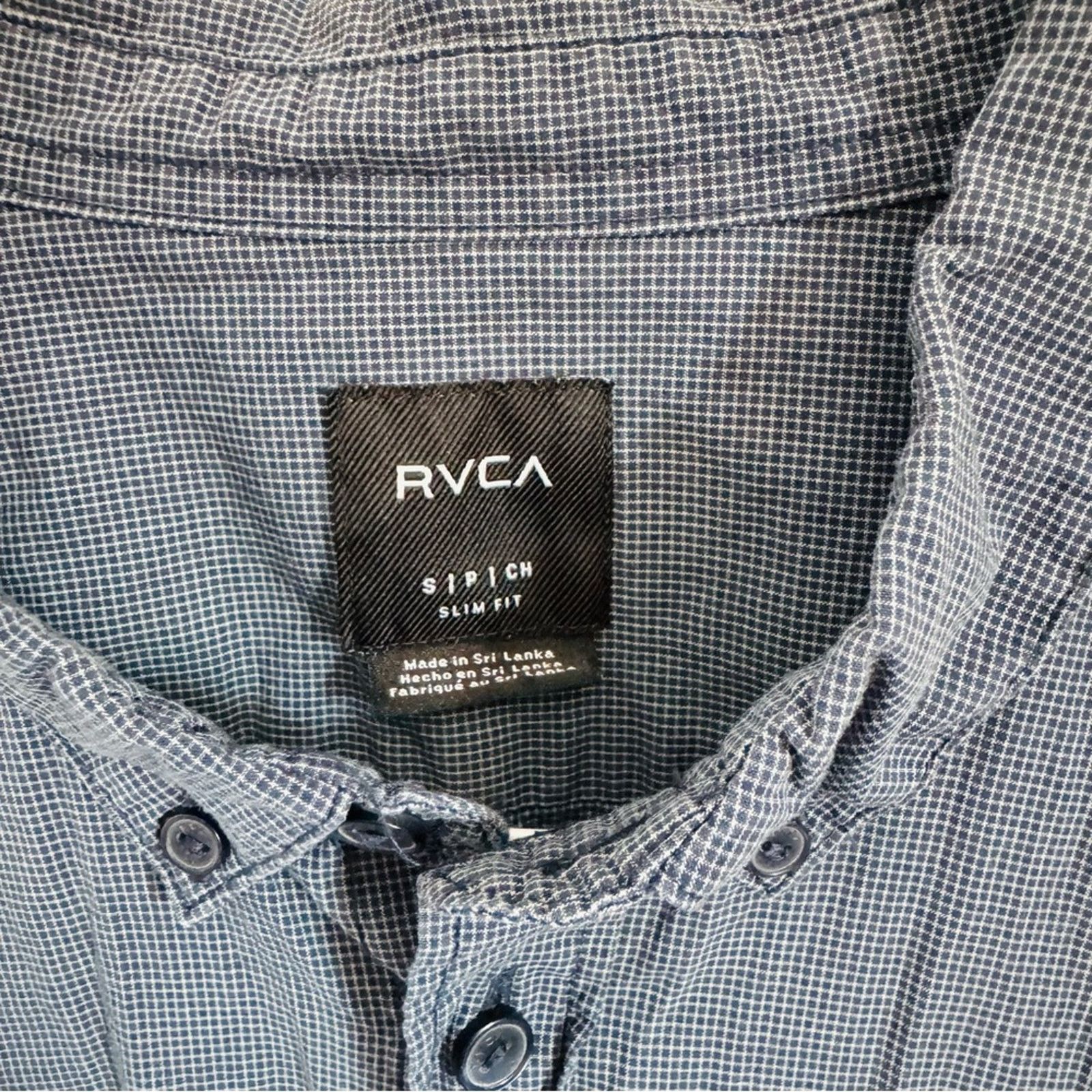 RVCA RVCA Dark Navy Blue White Square Button Short Sleeve Shirt Size US S / EU 44-46 / 1 - 8 Thumbnail