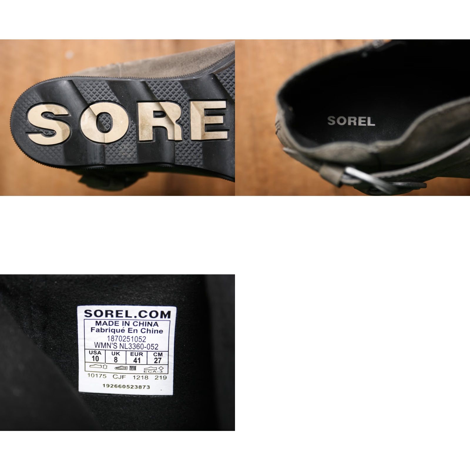 SOREL SOREL Joan of Arctic Wedge II Buckle Ankle Boots Gray Leather Sz. 10 Womens Boots, Combat, Wedge, Zip, 8 UK, 41 EU, 10 US Size US 8 / IT 38 - 8 Thumbnail