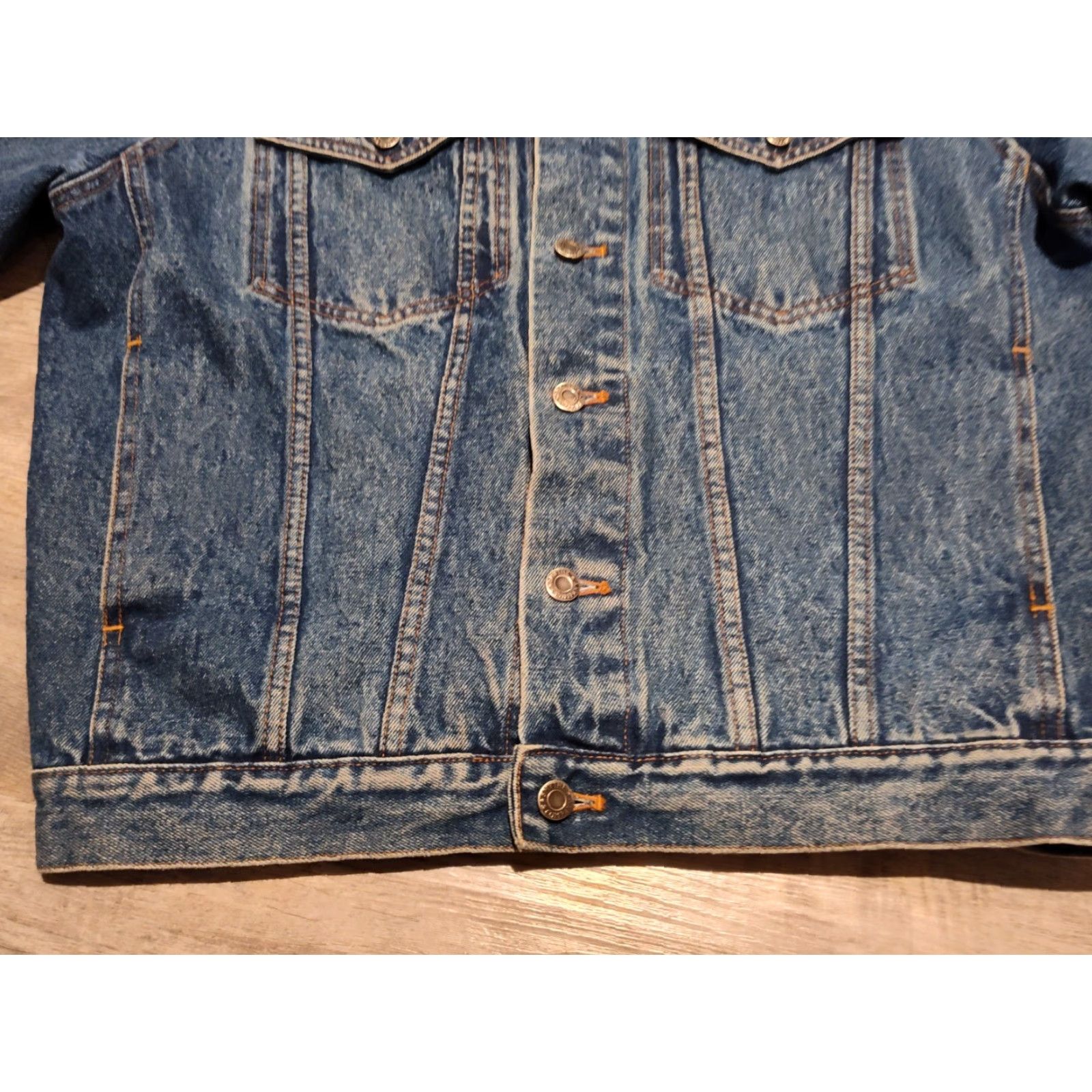 SMYTHE VINTAGE Smythe Denim Jean Jacket Unisex Adults Medium Blue Short Cotton 90s Biker Pockets Button Closure - Casual Jacket Size US 31 - 5 Thumbnail