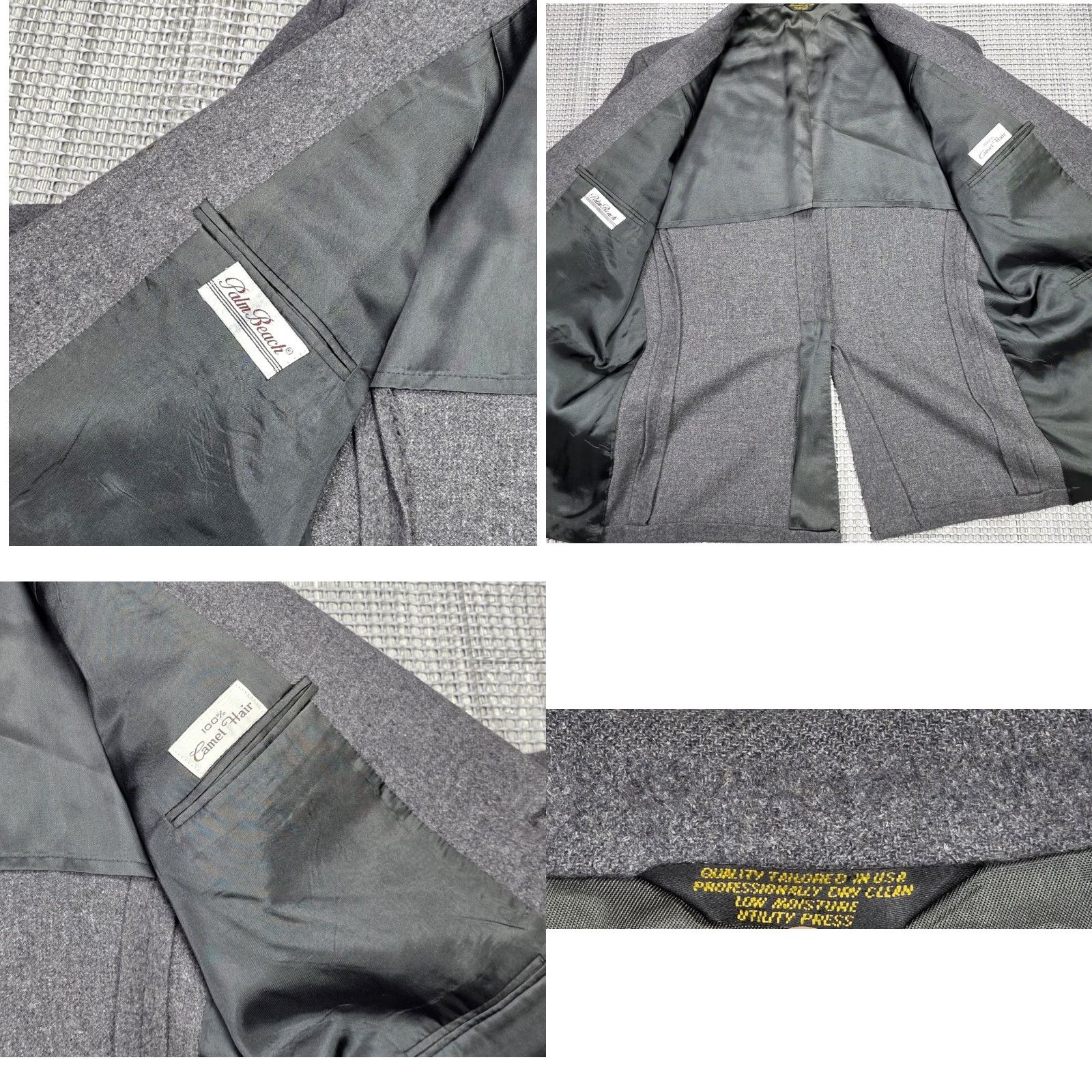 Vintage VINTAGE Palm Beach Blazer 42 Men Gray 100% Camel Hair Two-Button Leather Button Jacket Single-Breasted Casual Business Wedding Mens Men Size 42R - 8 Thumbnail