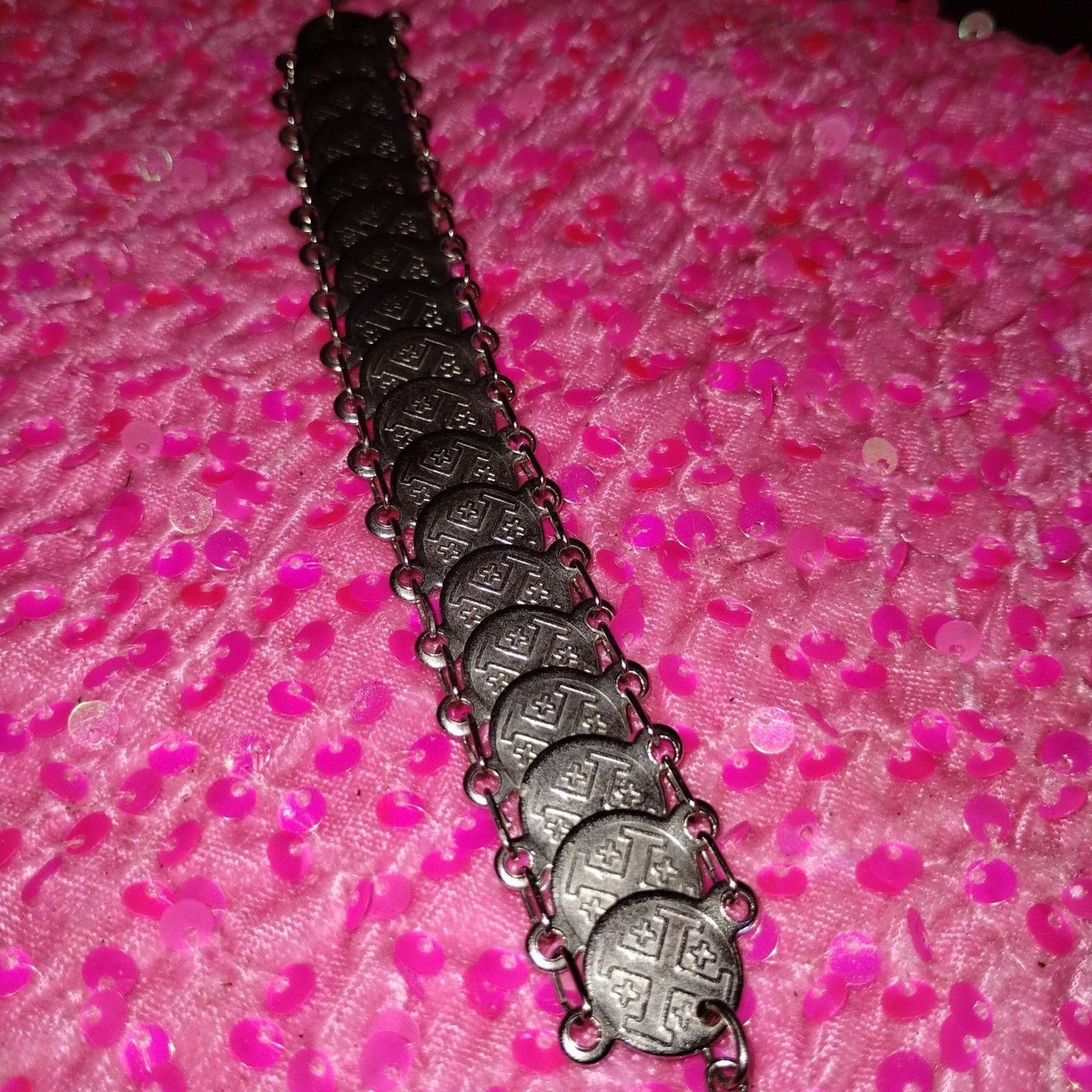 Vintage Beautiful vintage Jerusalem coin silver hook bracelet Size ONE SIZE - 4 Thumbnail