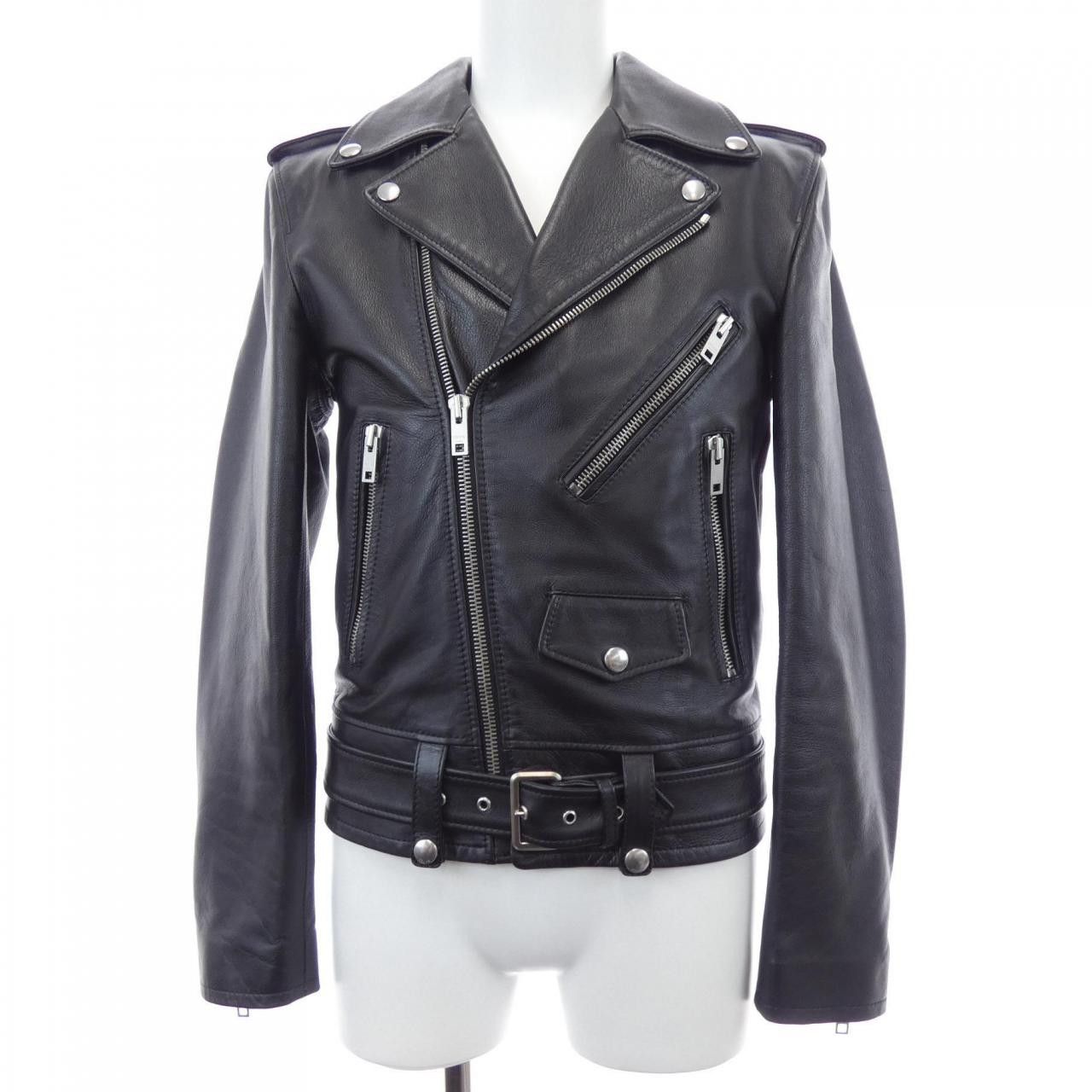Celine Celine Celine Classic Biker Jacket Calf Leather Jacket Leather Outerwear 2E158599E DUTY FREE for USA Size ONE SIZE - 1 Thumbnail