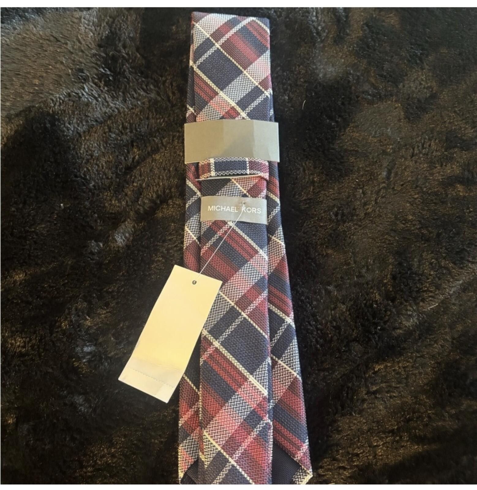 Michael Kors (Michael Kors) Men's Plaid Tie - Red and Blue Size ONE SIZE - 4 Thumbnail