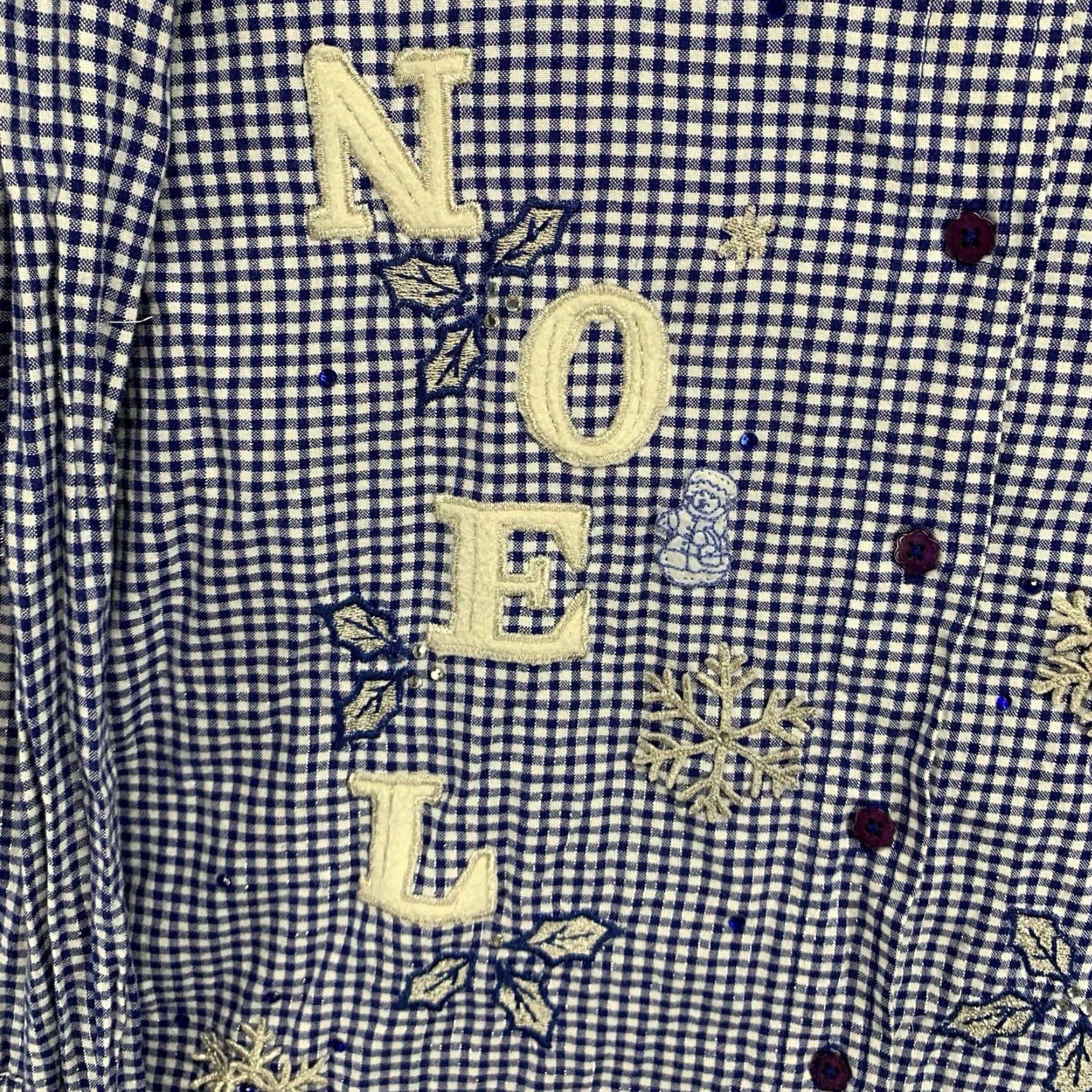 Vintage VINTAGE Bobbie Brooks Women's Plus Size Christmas Shirt 18W Blue Plaid Long Sleeve Sequin Snowmen Snowflakes Holiday Winter Size XXL / US 16-18 / IT 52-54 - 4 Thumbnail