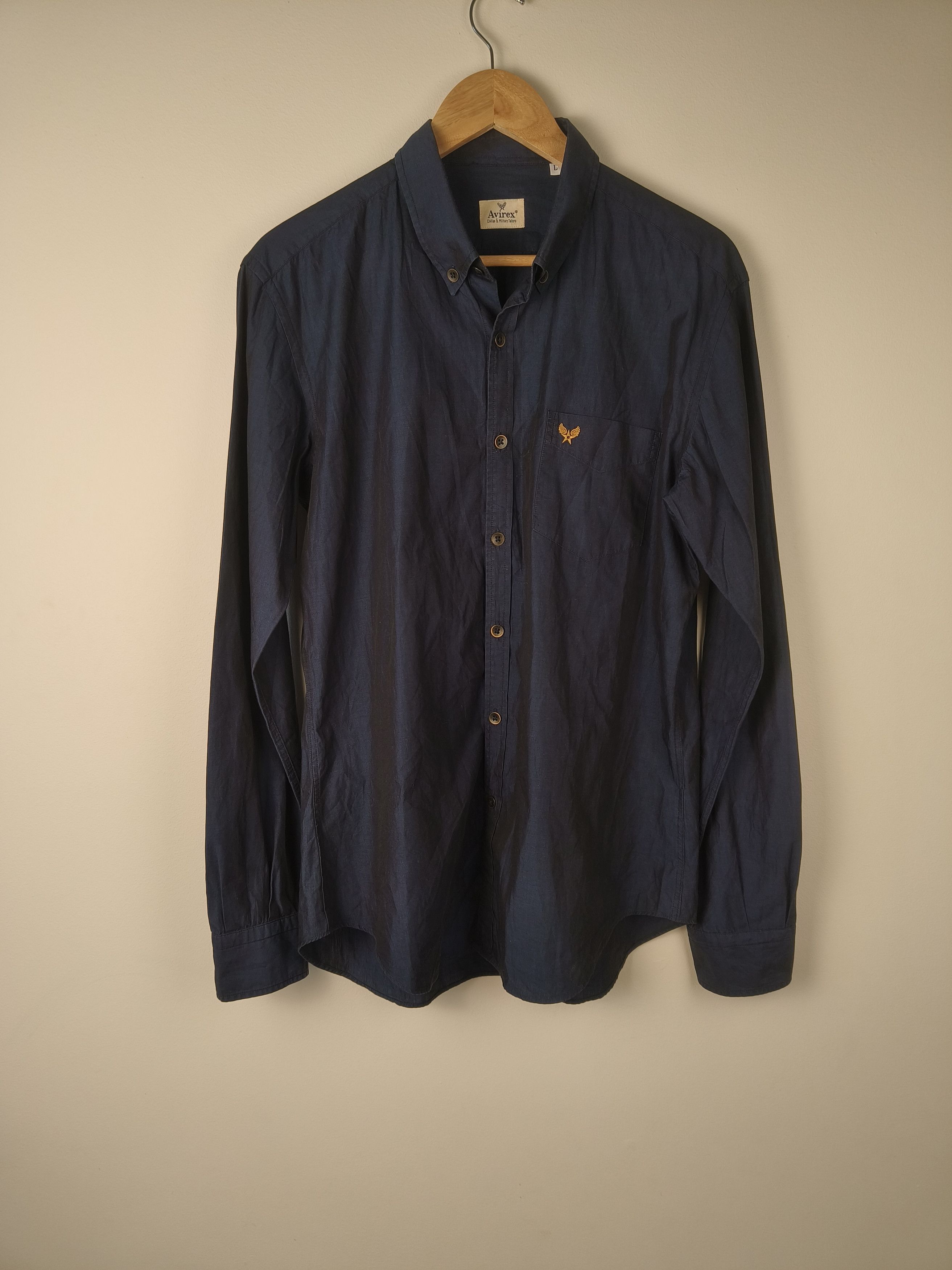 Avirex Avirex Navy Cotton Button-Down Embroidery Logo Shirt Size US L / EU 52-54 / 3 - 1 Thumbnail