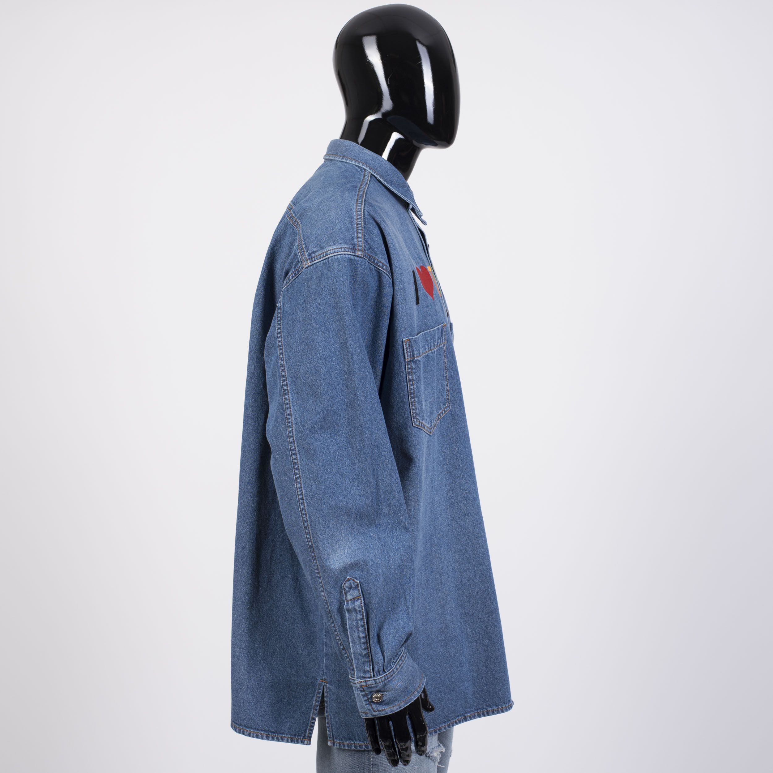 Balenciaga I Love Techno Embroidered Oversized Denim Shirt Size US S / EU 44-46 / 1 - 6 Thumbnail
