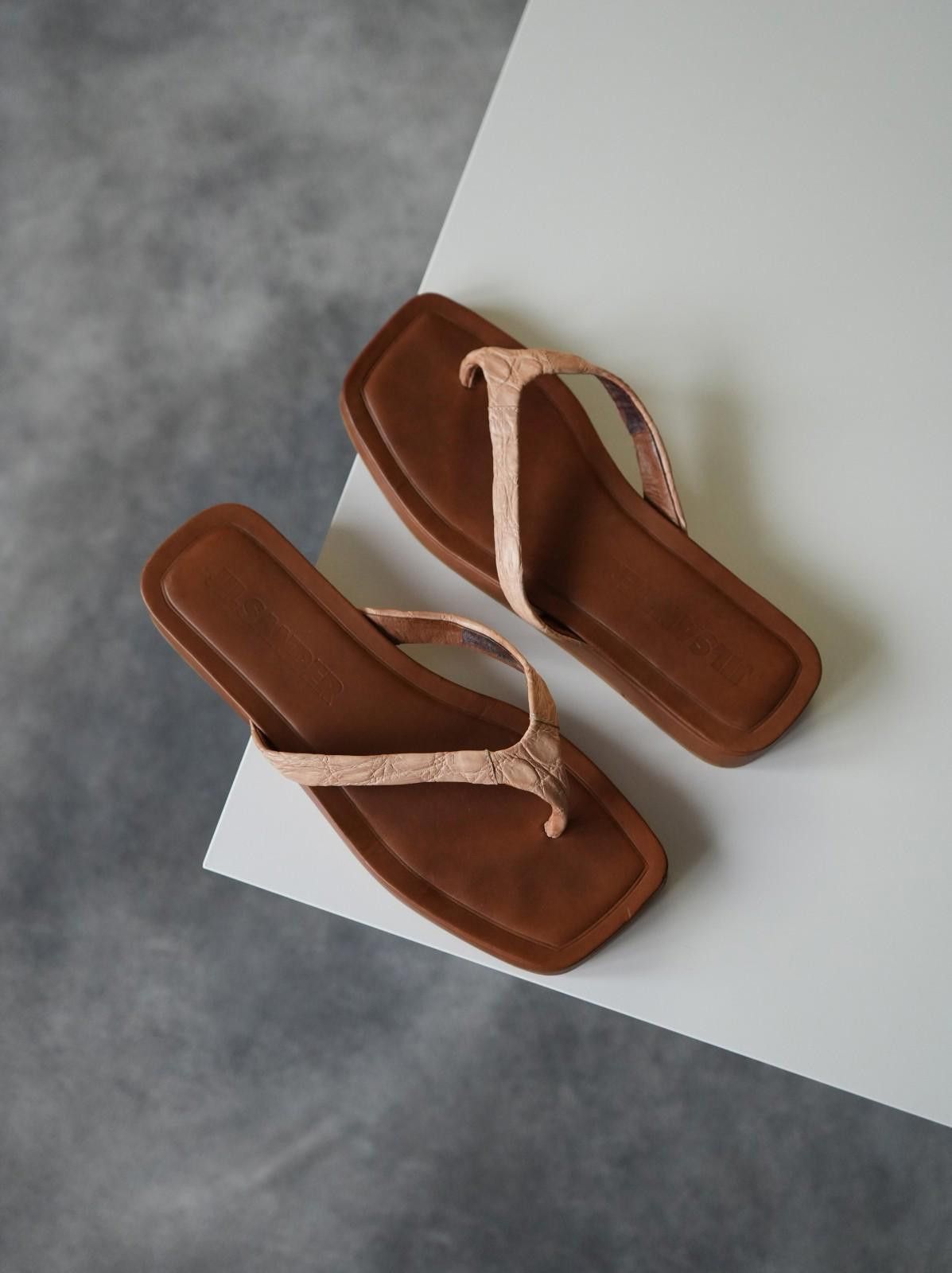 Jil Sander Jil Sander Crocodile Leather Square-Toe Thong Sandals Size US 5 / IT 35 - 8 Thumbnail