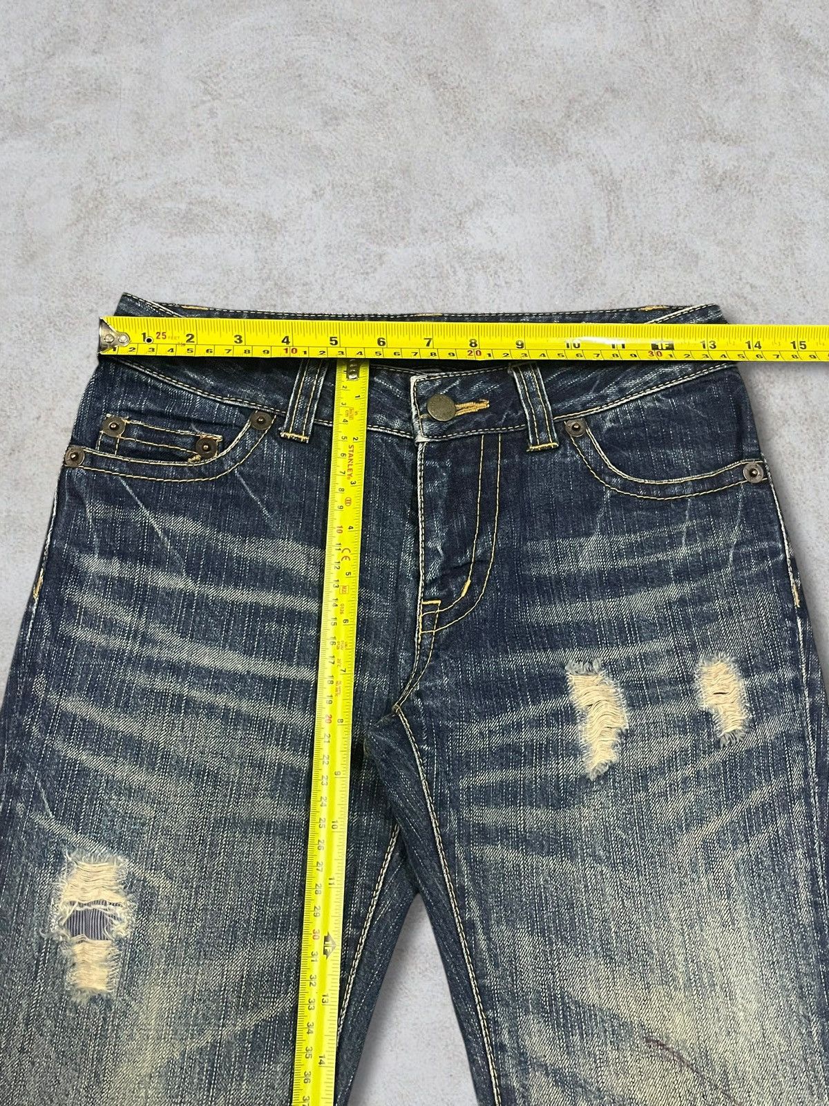 Hysteric Glamour Vintage Japanese Women’s Blue Wash Distressed Bootcut Jeans Size 27" / US 4 / IT 40 - 13 Thumbnail