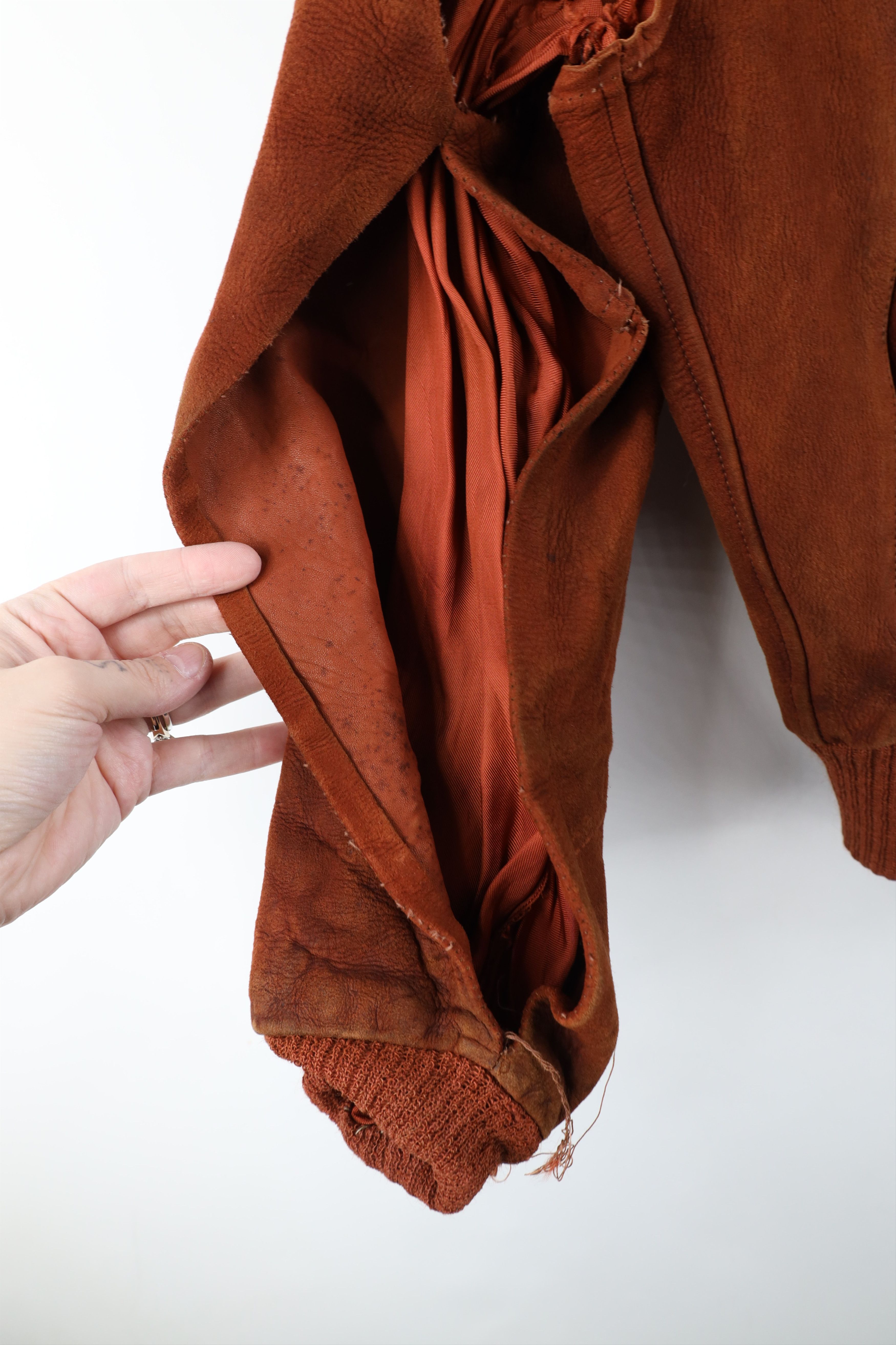 Vintage AS IS Vintage 50s Leather Bomber Jacket Burnt Orange USA Size US XXL / EU 58 / 5 - 5 Thumbnail