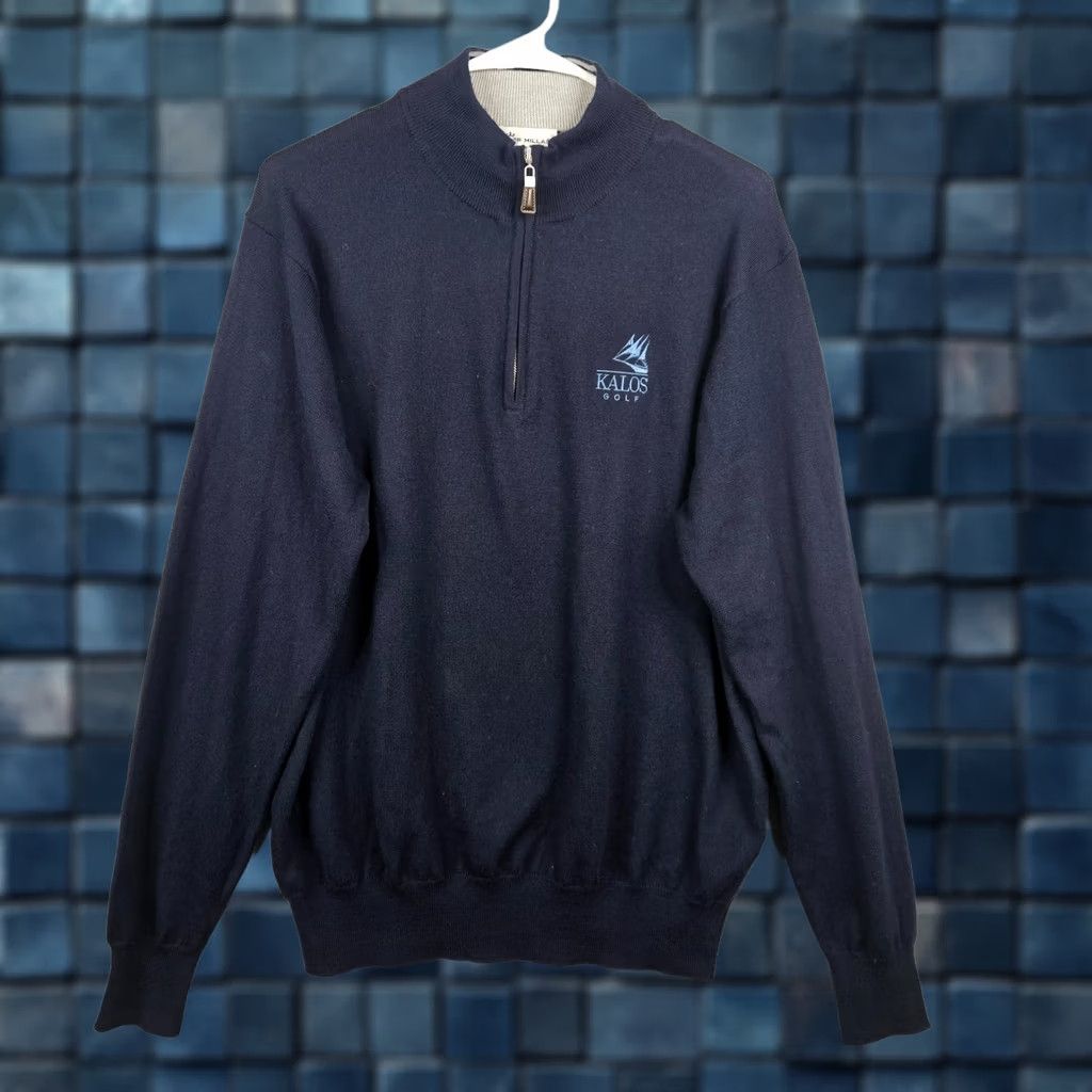 Peter Millar Peter Millar Merino wool Silk Men Navy Blue 1/4 Zipper Sweater Size L Size US L / EU 52-54 / 3 - 1 Thumbnail