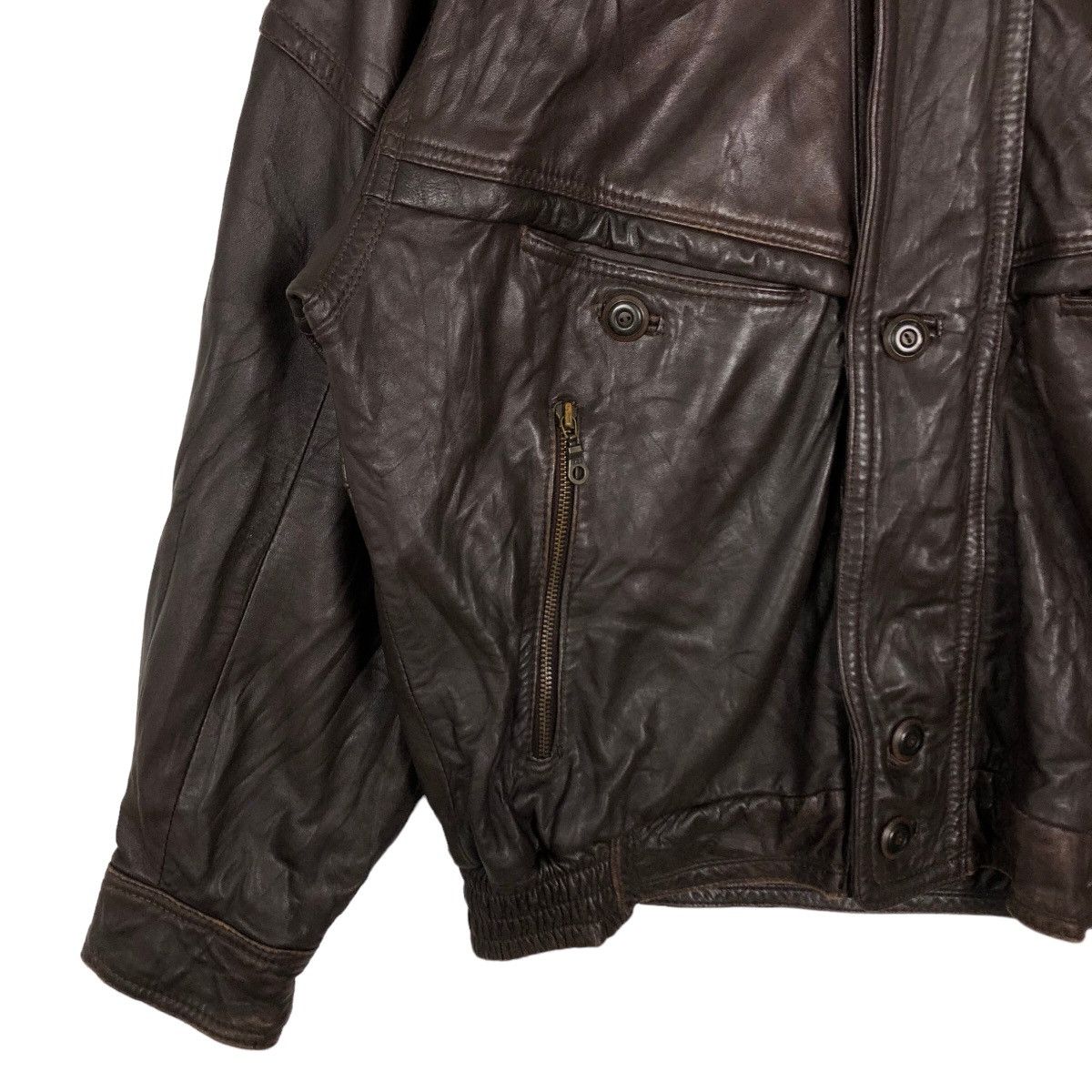 Genuine Leather 🔥90’s Vintage Bomber Leather Jacket Issey Miyake Collection Size US L / EU 52-54 / 3 - 2 Thumbnail