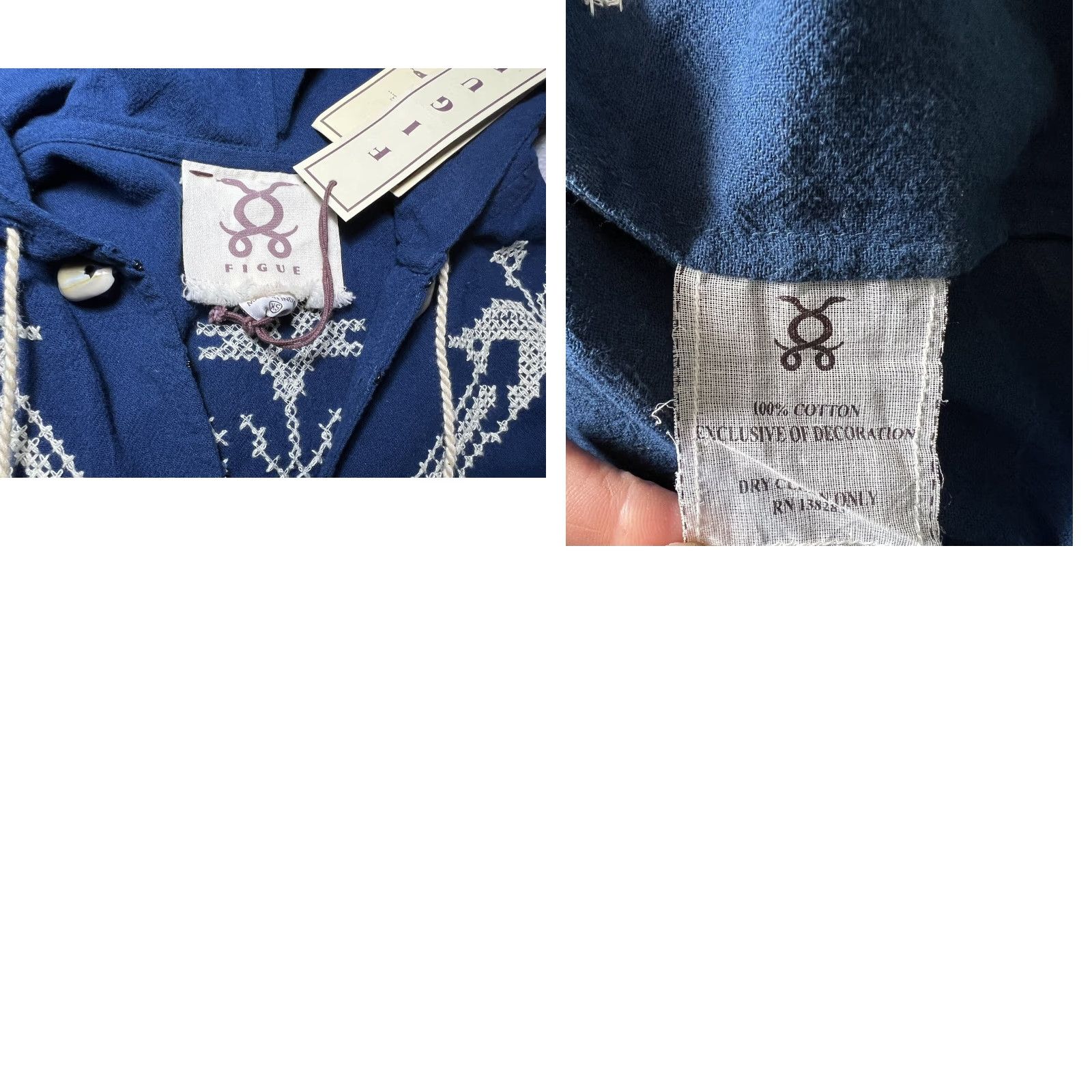 Figue VINTAGE NWT Embroidered FIGUE Elise Hoodie Peacock Boho Top XS Shells Tassels NWT? Size XS / US 0-2 / IT 36-38 - 8 Thumbnail
