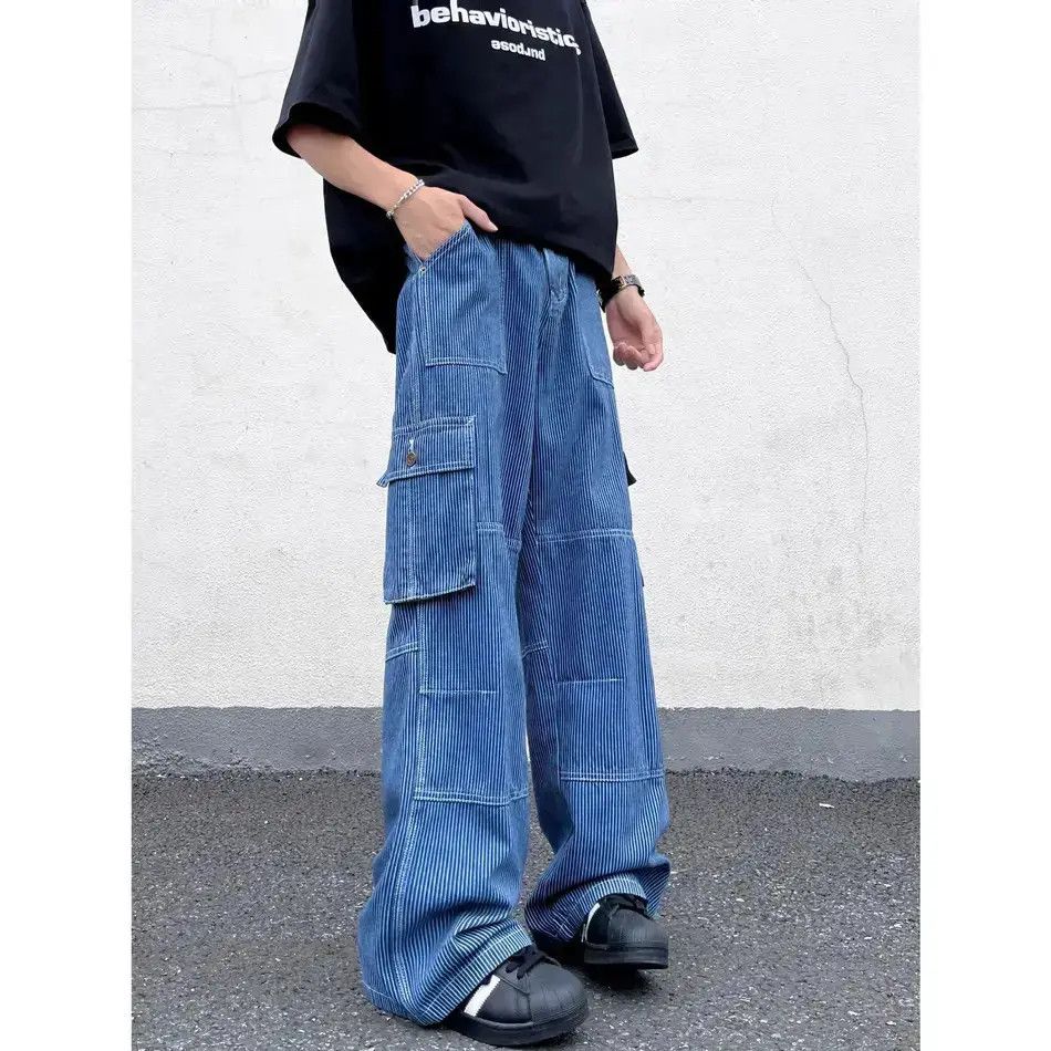 Japanese Brand Retro loose wide leg straight leg pocket jeans Size US 32 / EU 48 - 3 Thumbnail