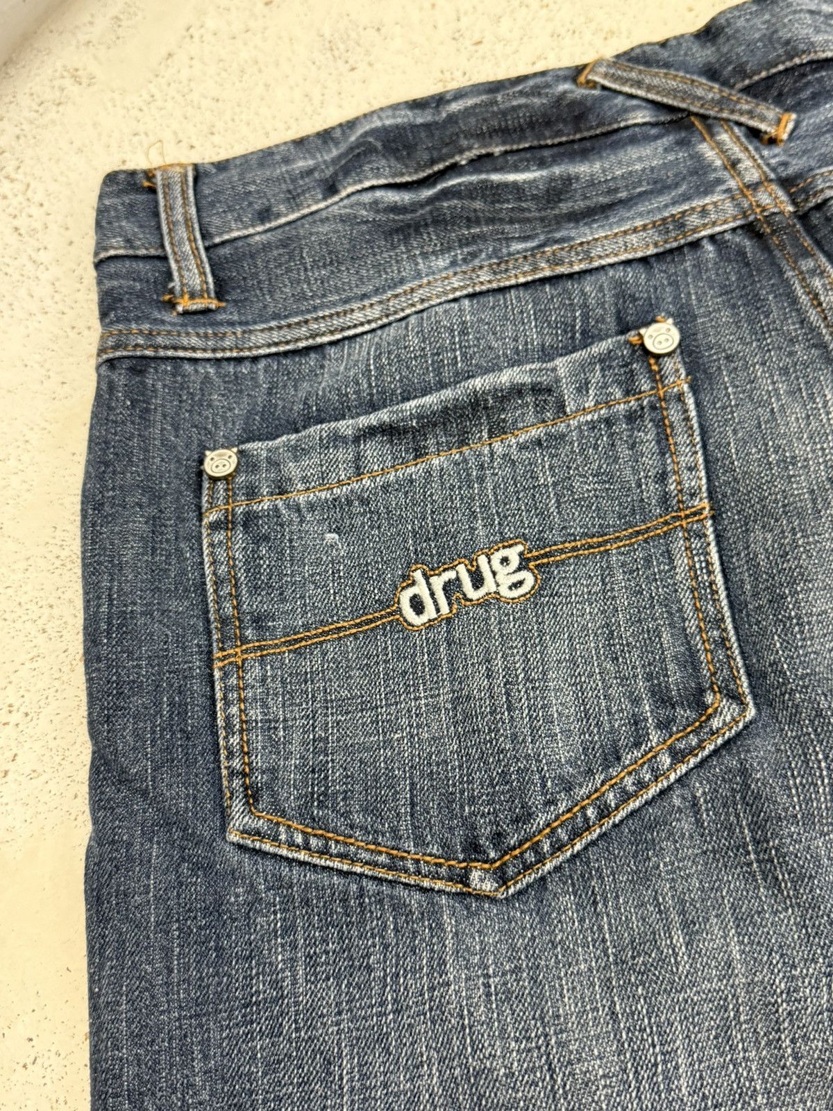 DrunknMunky × Japanese Brand Y2K Drug Store Japan Patchwork Cut & Sew Denim Pants Size US 32 / EU 48 - 16 Thumbnail