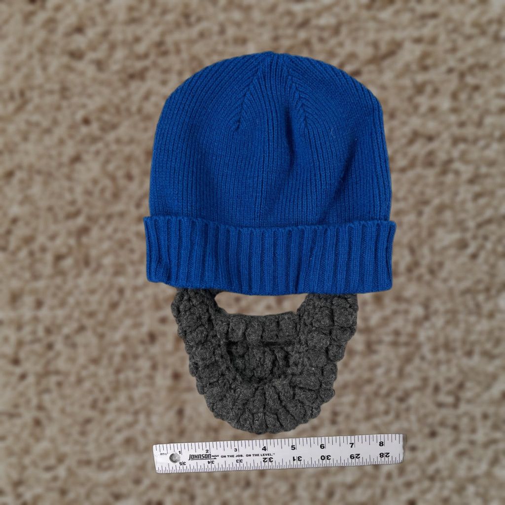 American Eagle Outfitters American Eagle Beanie Toque Adult One Size Blue Gray Knit Wool Blend Beard Size ONE SIZE - 1 Thumbnail